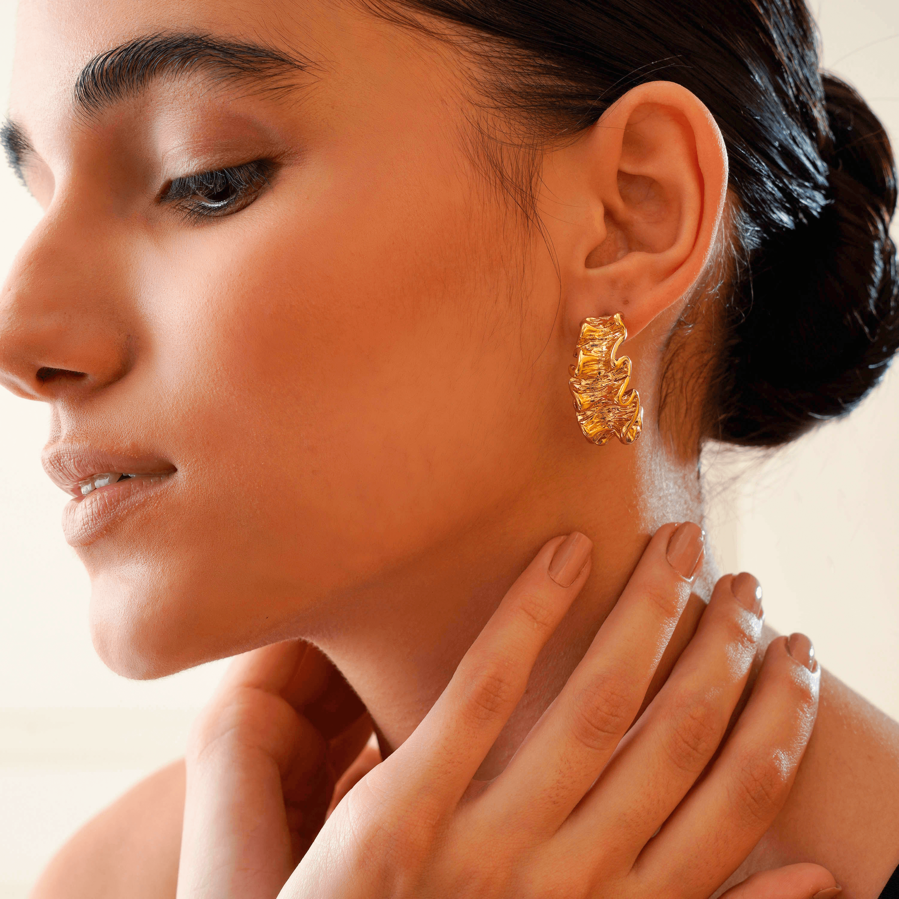 TFC Squeezy Foil Gold Plated Hoop Earrings