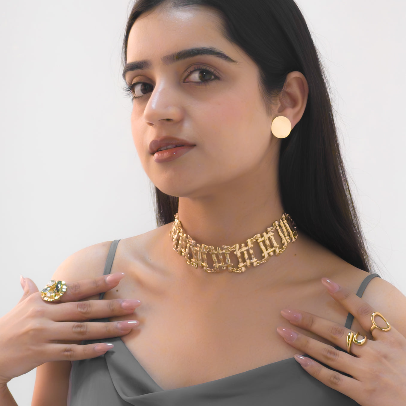 TFC Squeezy Squish Gold Plated Choker Necklace