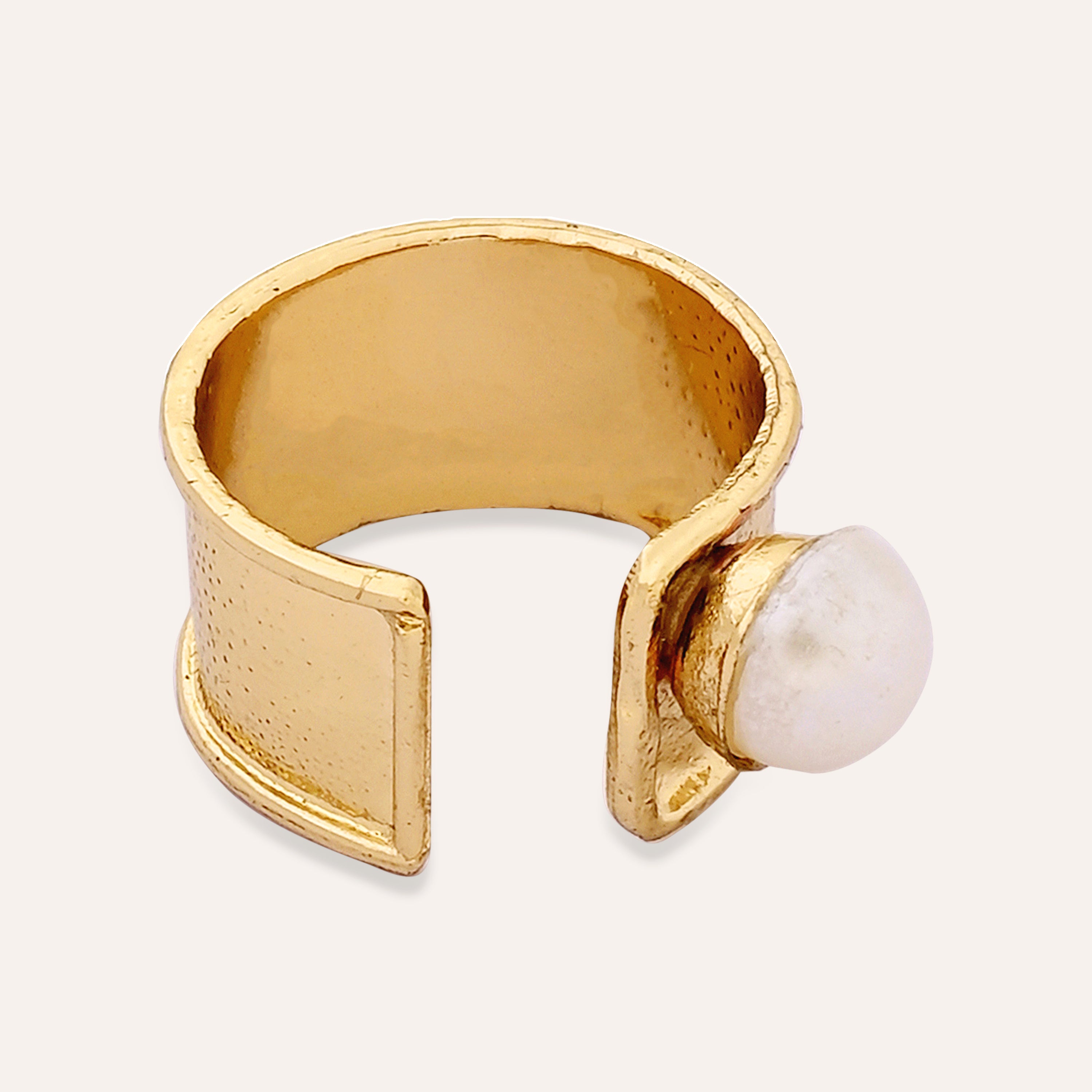 TFC Statement Band Pearl Gold Plated Ring- Elevate your style with our exquisite collection of gold-plated adjustable rings for women, including timeless signet rings. Explore cheapest fashion jewellery designs with anti-tarnish properties, all at The Fun Company with a touch of elegance