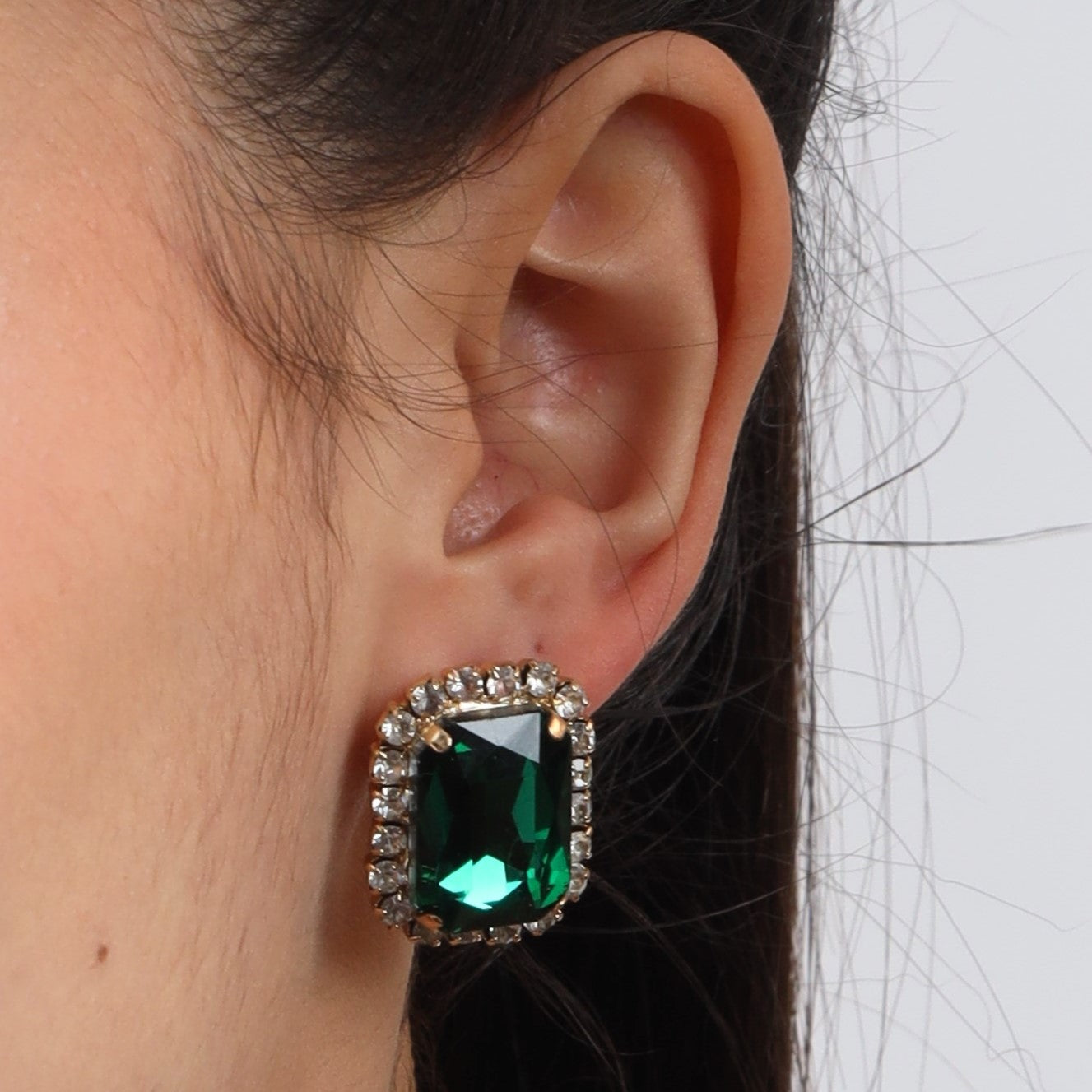 TFC Studded Emerald Gold Plated Stud Earring