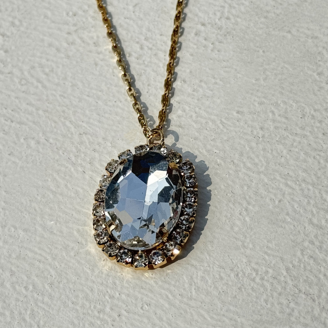 TFC Studded Diamond Gold Plated Pendant Necklace