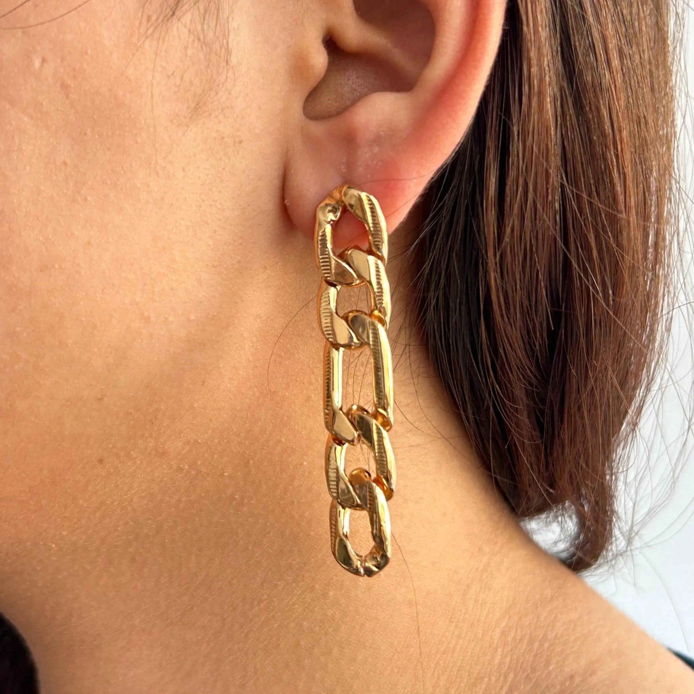 TFC Swinging Chains Gold Plated Dangler Earrings