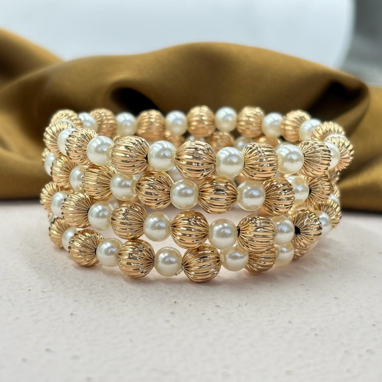 TFC Tiny Vortex and Pearl Stacked Bracelet
