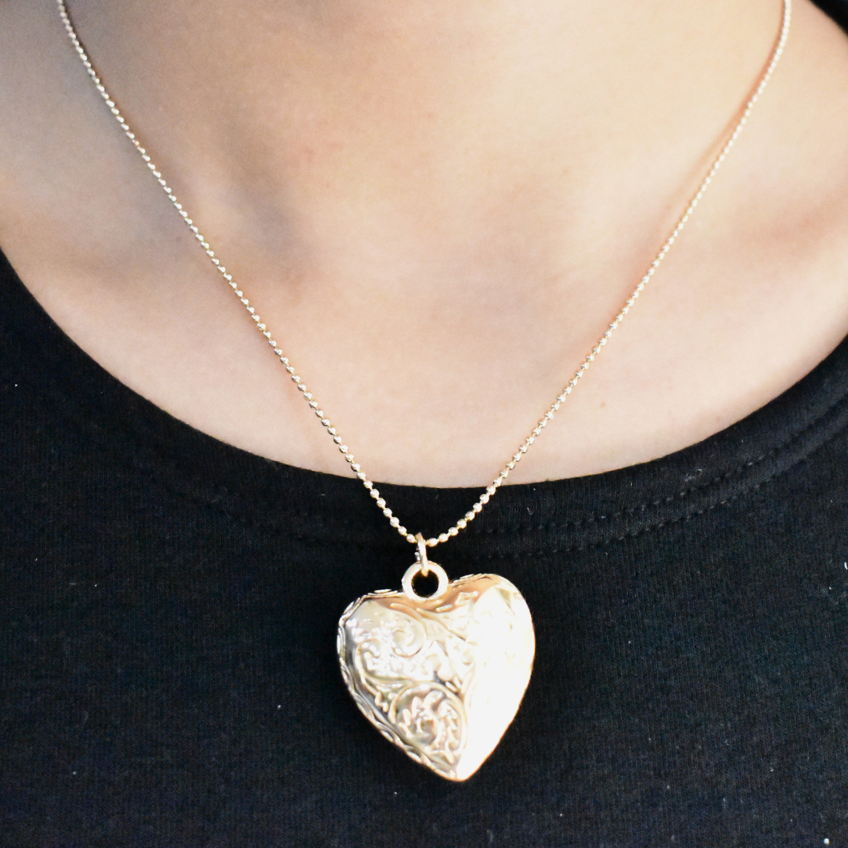 TFC Vintage Heart Charm Gold Plated Pendant Necklace