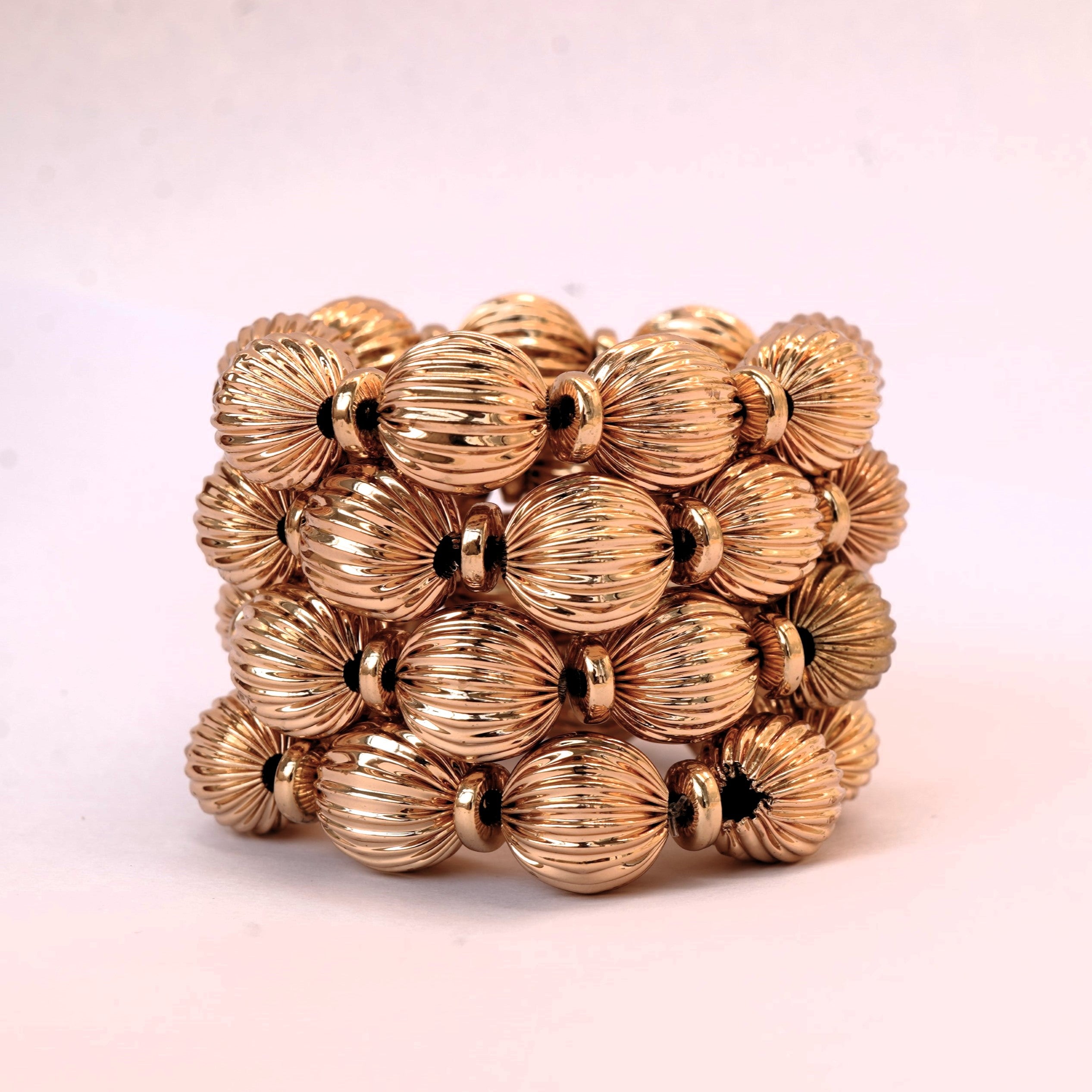 TFC Vortex Bold Bead Gold Plated Stacked Bracelet (Set of 4)