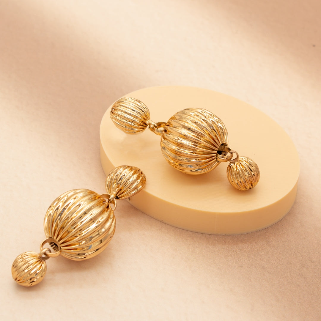 TFC Vortex Link Gold Plated Dangler Earrings
