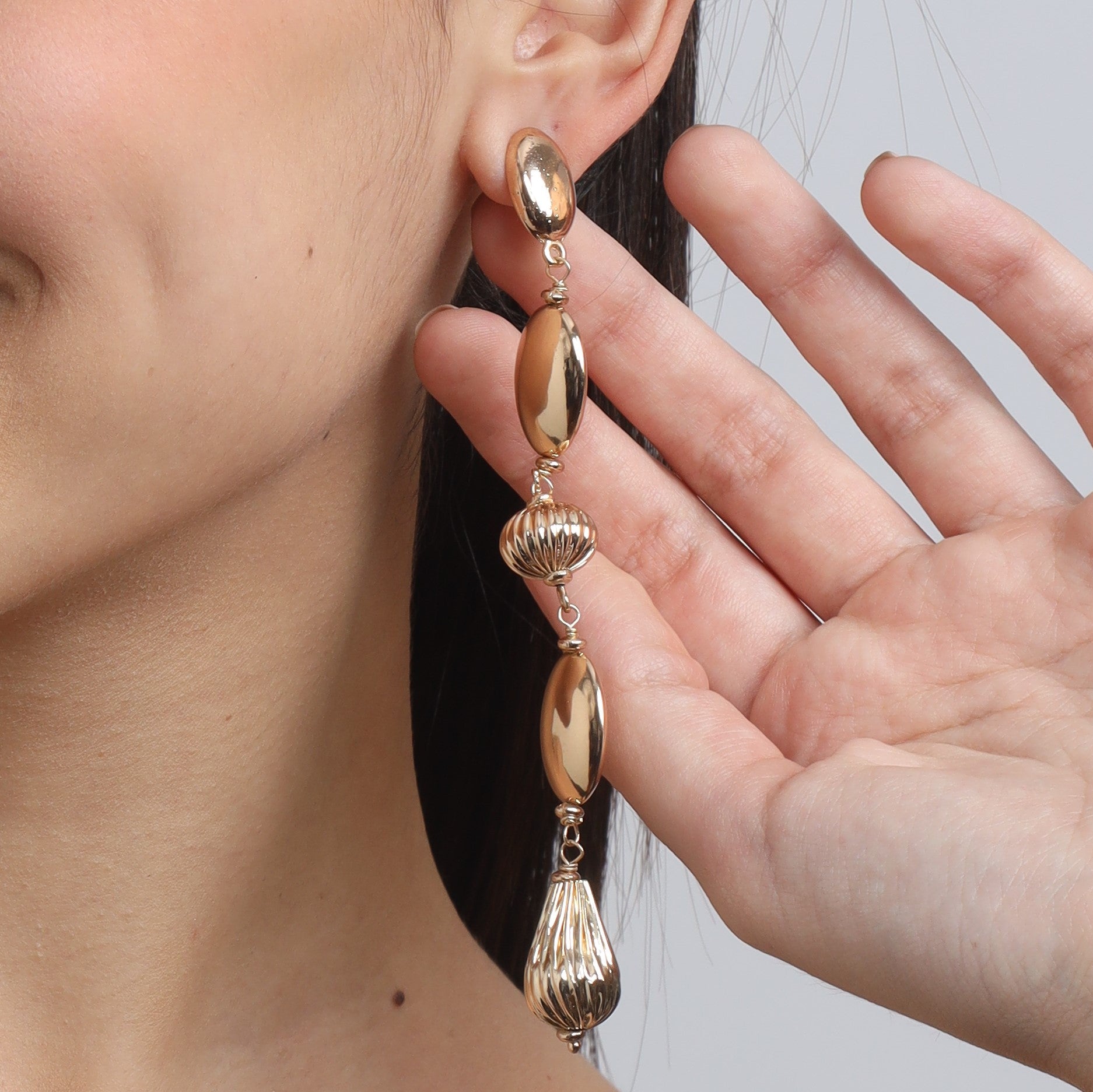 TFC Vortex Multiple Drop Gold Plated Dangler Earrings