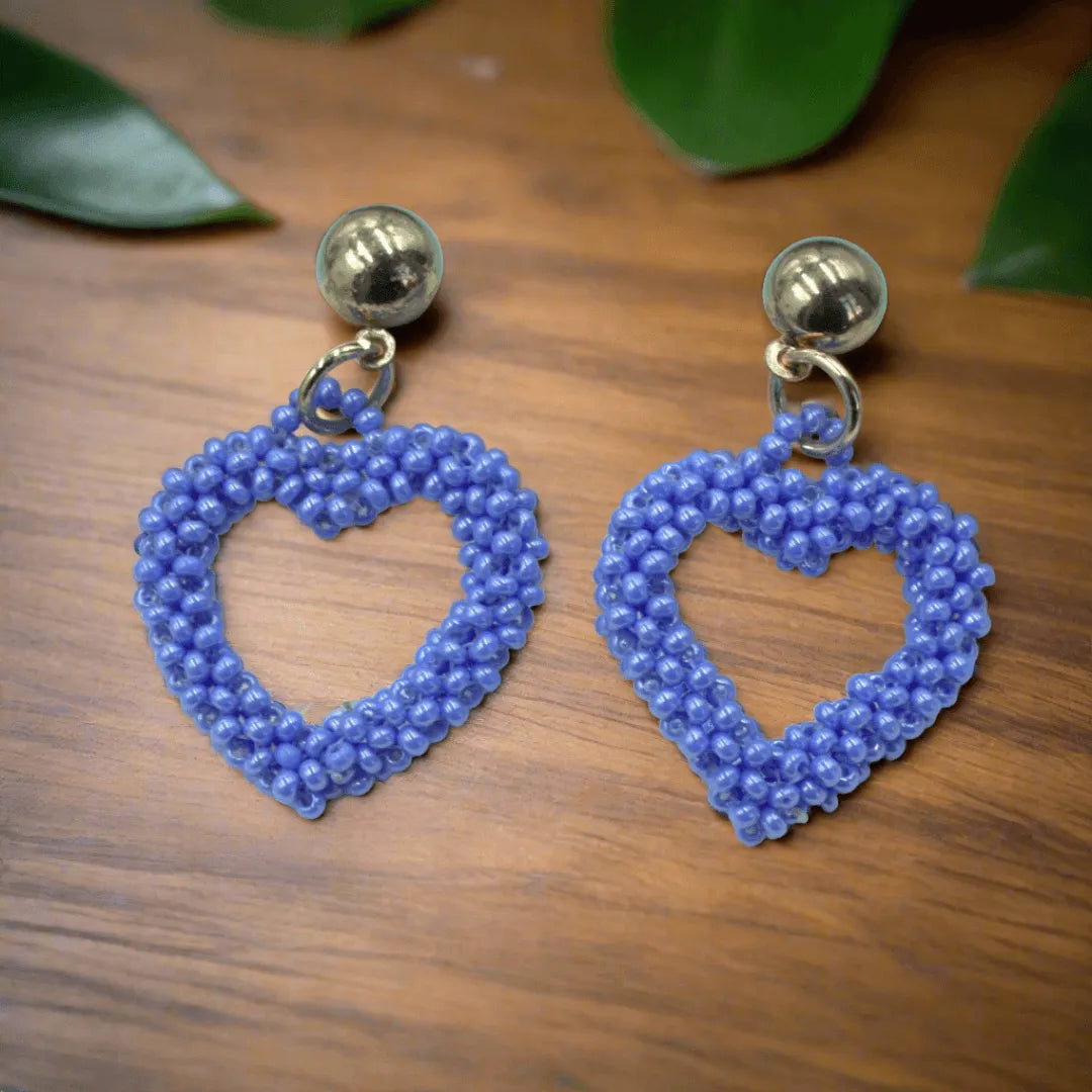 TFC Y2K Blue Heart Gold Plated Dangler Earrings