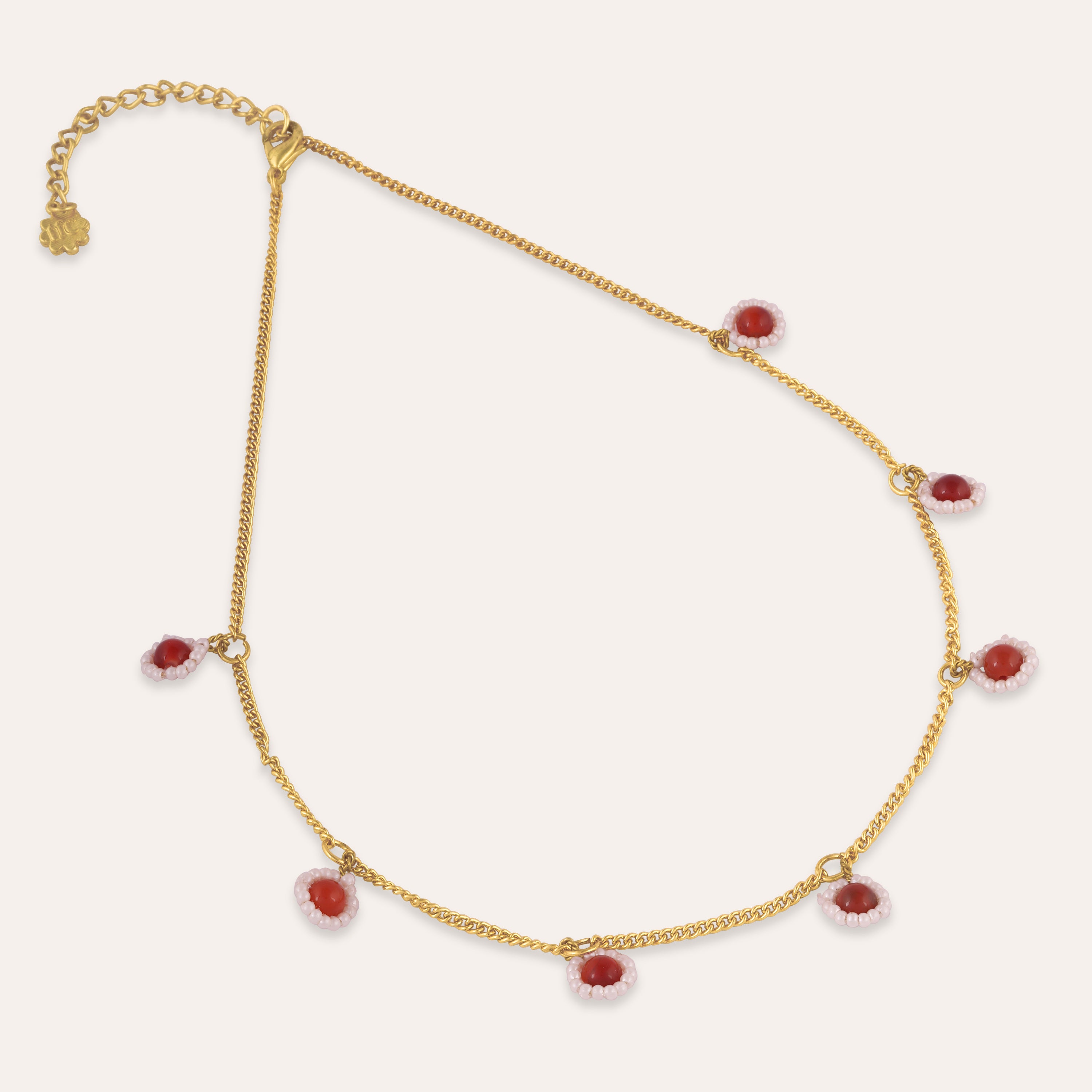 TFC Red Floral Gold Plated Necklace-Enhance your elegance with our collection of gold-plated necklaces for women. Choose from stunning pendant necklaces, chic choker necklaces, and trendy layered necklaces. Our sleek and dainty designs are both affordable and anti-tarnish, ensuring lasting beauty. Enjoy the cheapest fashion jewellery, lightweight and stylish- only at The Fun Company