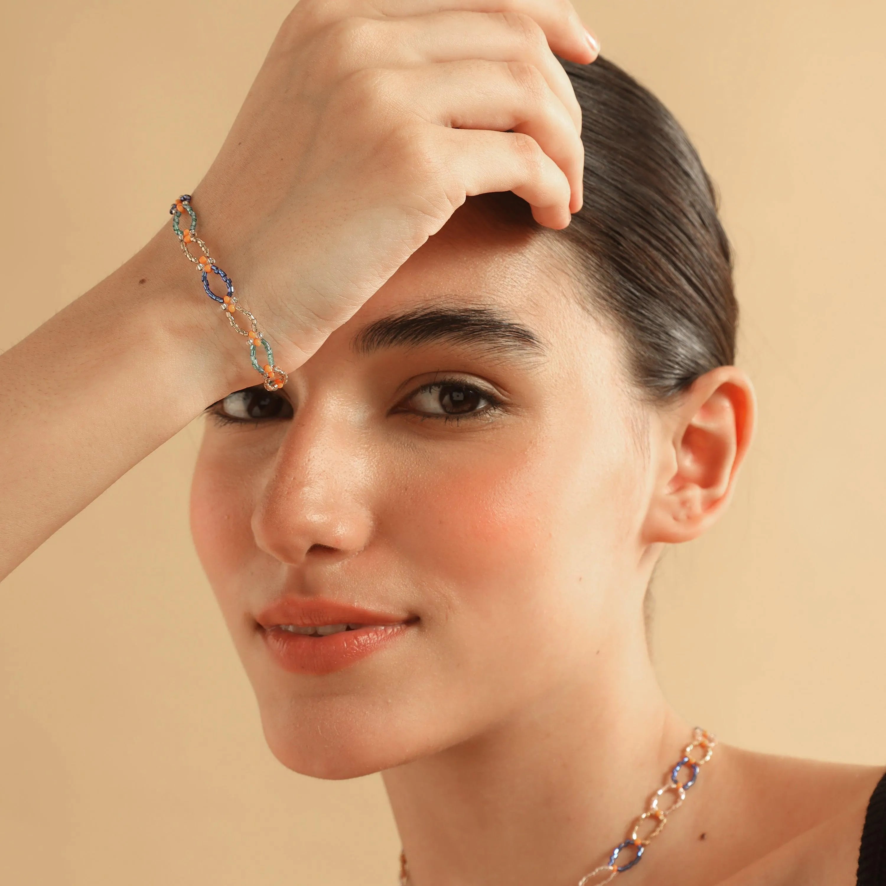 TFC Blue Cutdana Single Line Bracelet-Discover our stunning collection of stylish bracelets for women, featuring exquisite pearl bracelets, handcrafted beaded bracelets, and elegant gold-plated designs. Enjoy cheapest anti-tarnish fashion jewellery and long-lasting brilliance only at The Fun Company