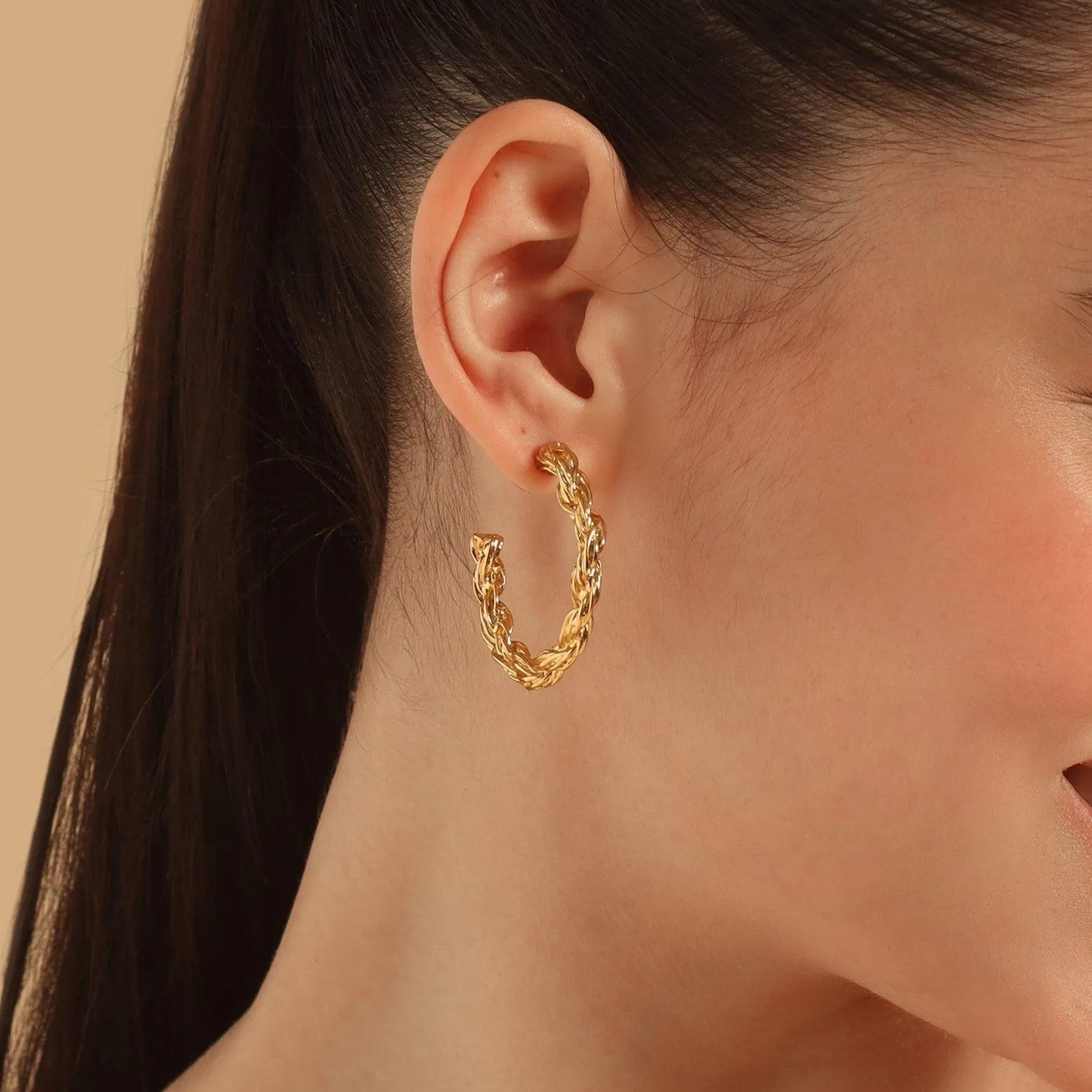 TFC Braided Italian Charm Luxury Hoop Earrings- Discover daily wear gold earrings including stud earrings, hoop earrings, and pearl earrings, perfect as earrings for women and earrings for girls.Find the cheapest fashion jewellery which is anti-tarnis​h only at The Fun company