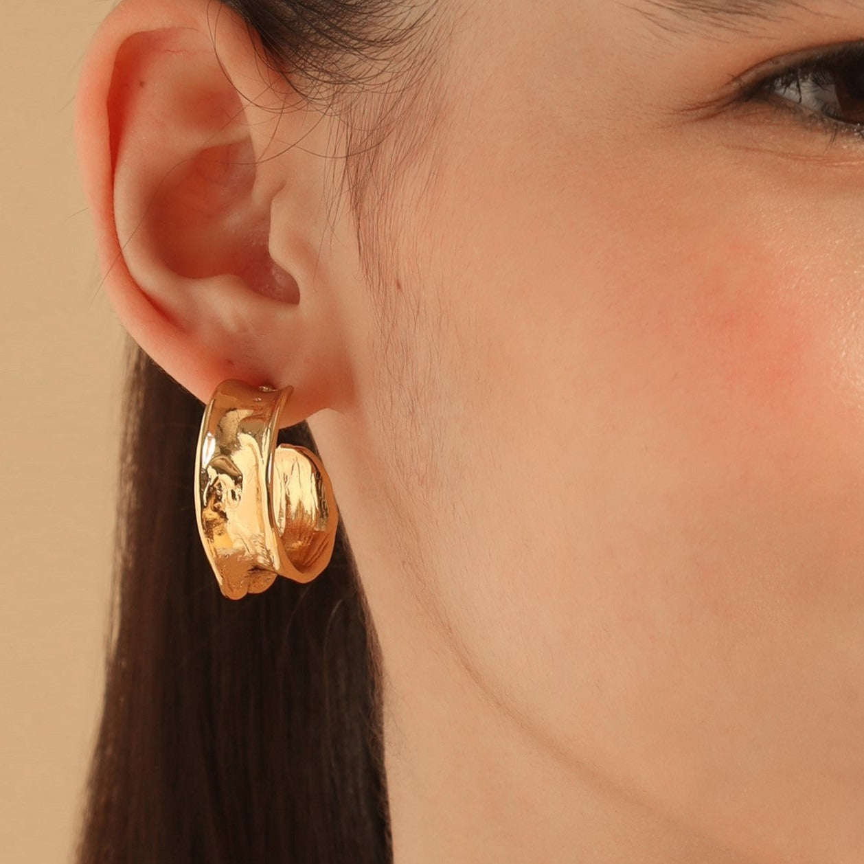 TFC Curvey Hoop Statement Gold Plated Earrings