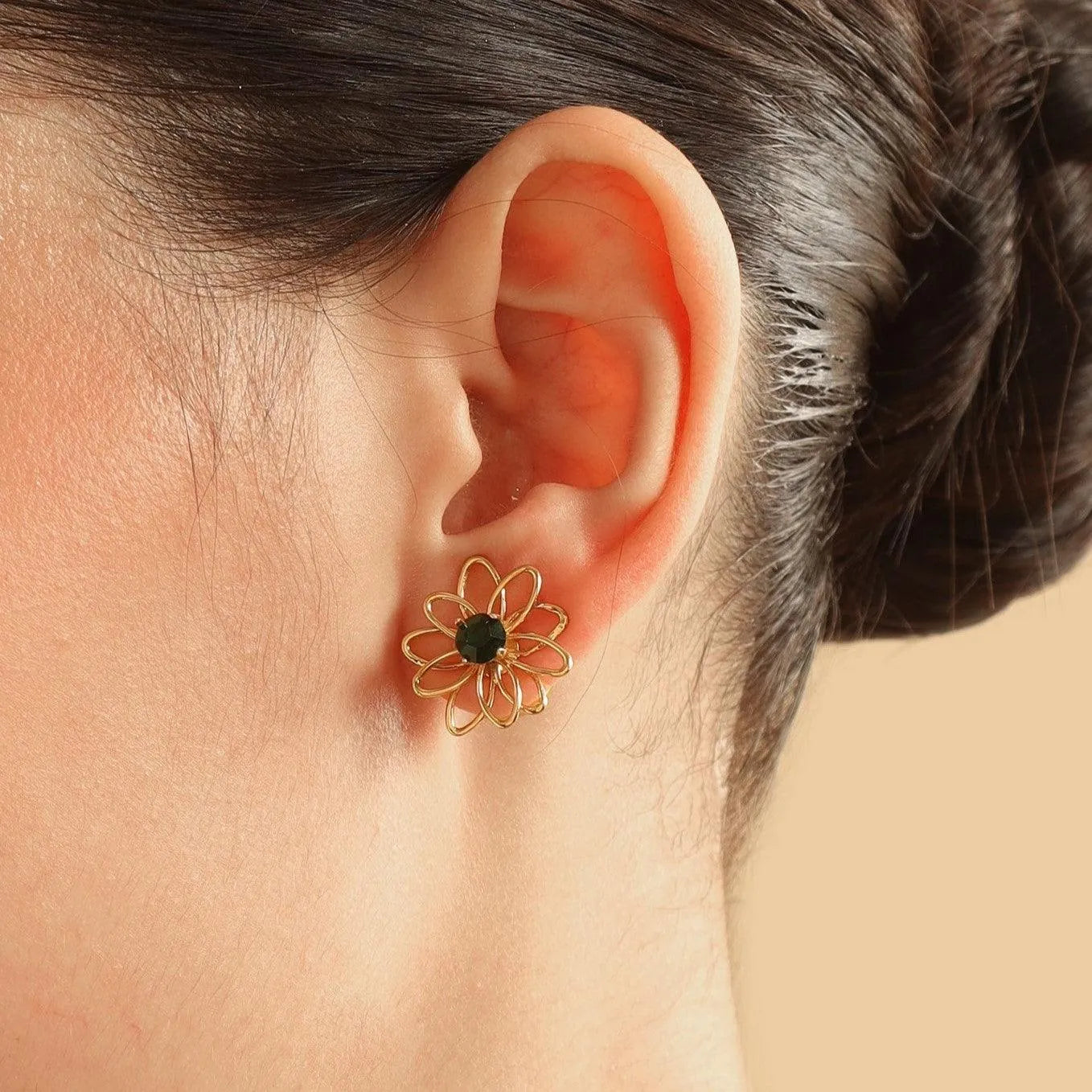 TFC Cute Floral Emerald Mini Gold Plated Stud Earrings-Discover daily wear gold earrings including stud earrings, hoop earrings, and pearl earrings, perfect as earrings for women and earrings for girls.Find the cheapest fashion jewellery which is anti-tarnis​h only at The Fun company.