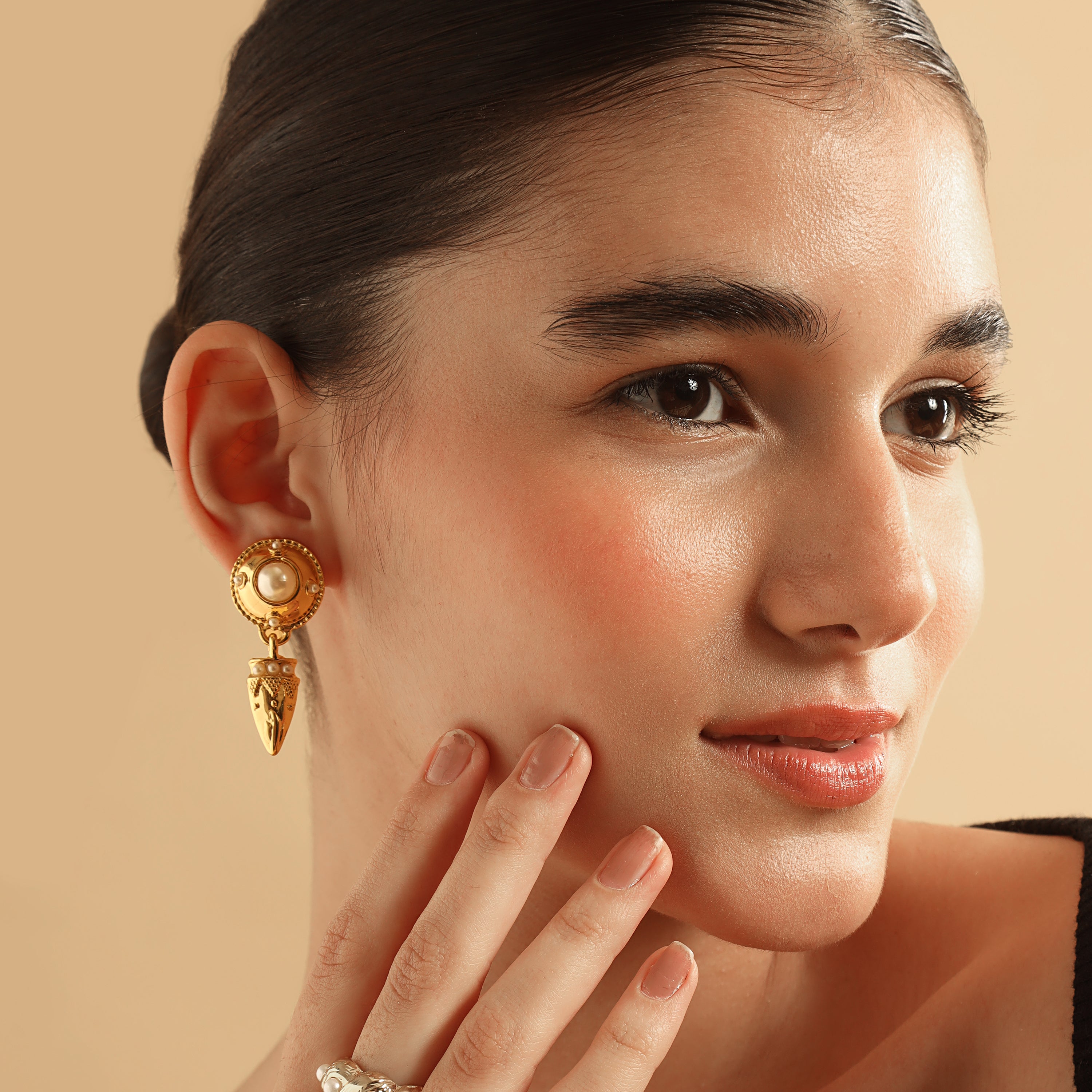 TFC Glamour Nova Gold Plated Dangler Earrings