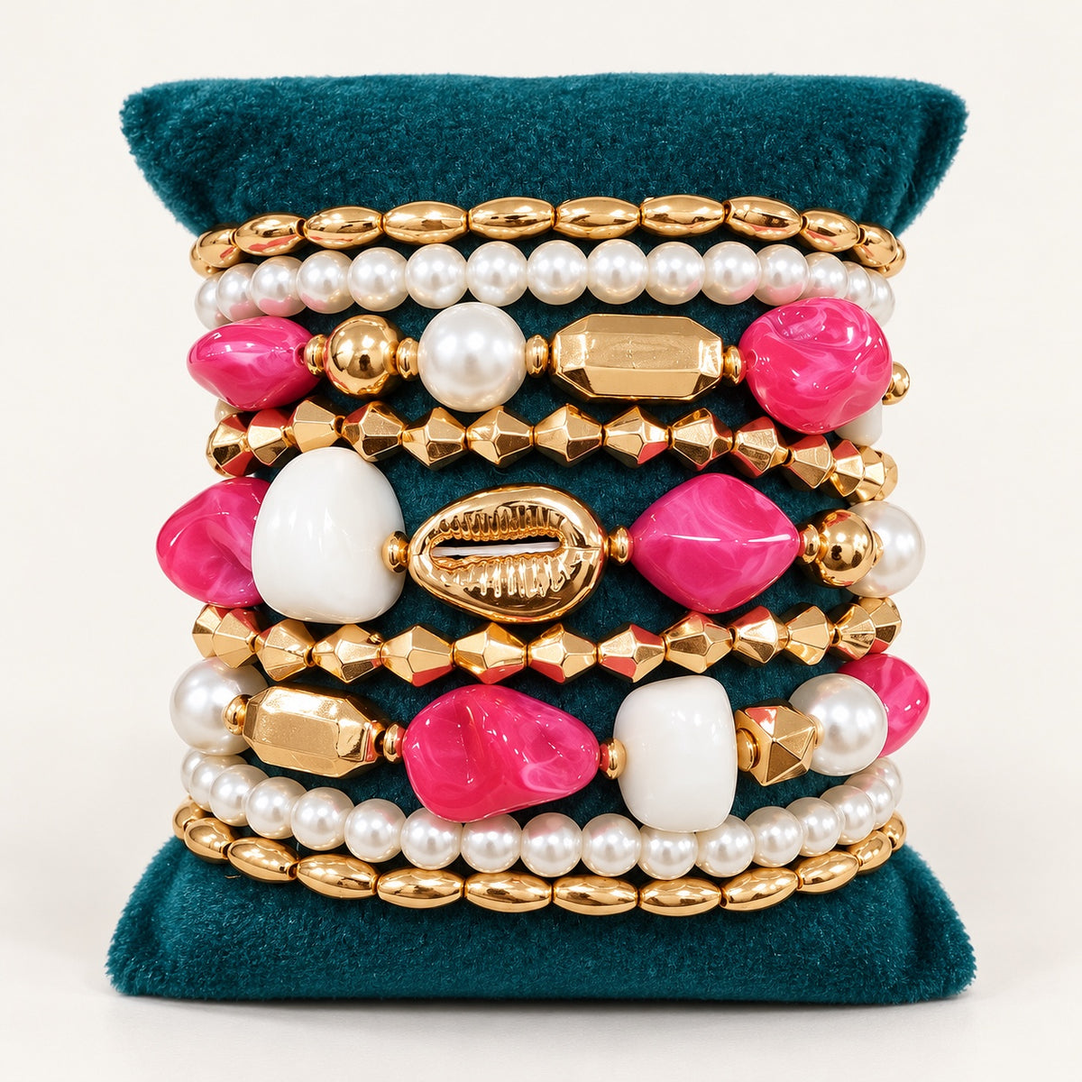 TFC Pink Sky Gold Plated Bracelet (Set of 9)