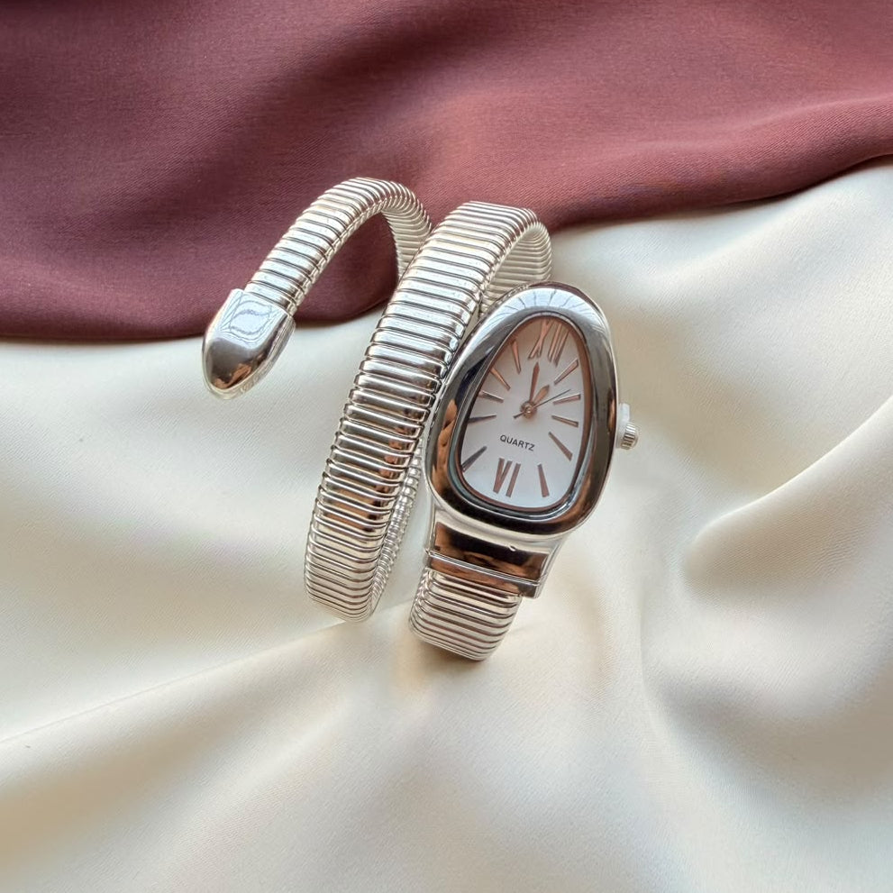 TFC Size 2.8 White Dial Gold Plated Snake Watch