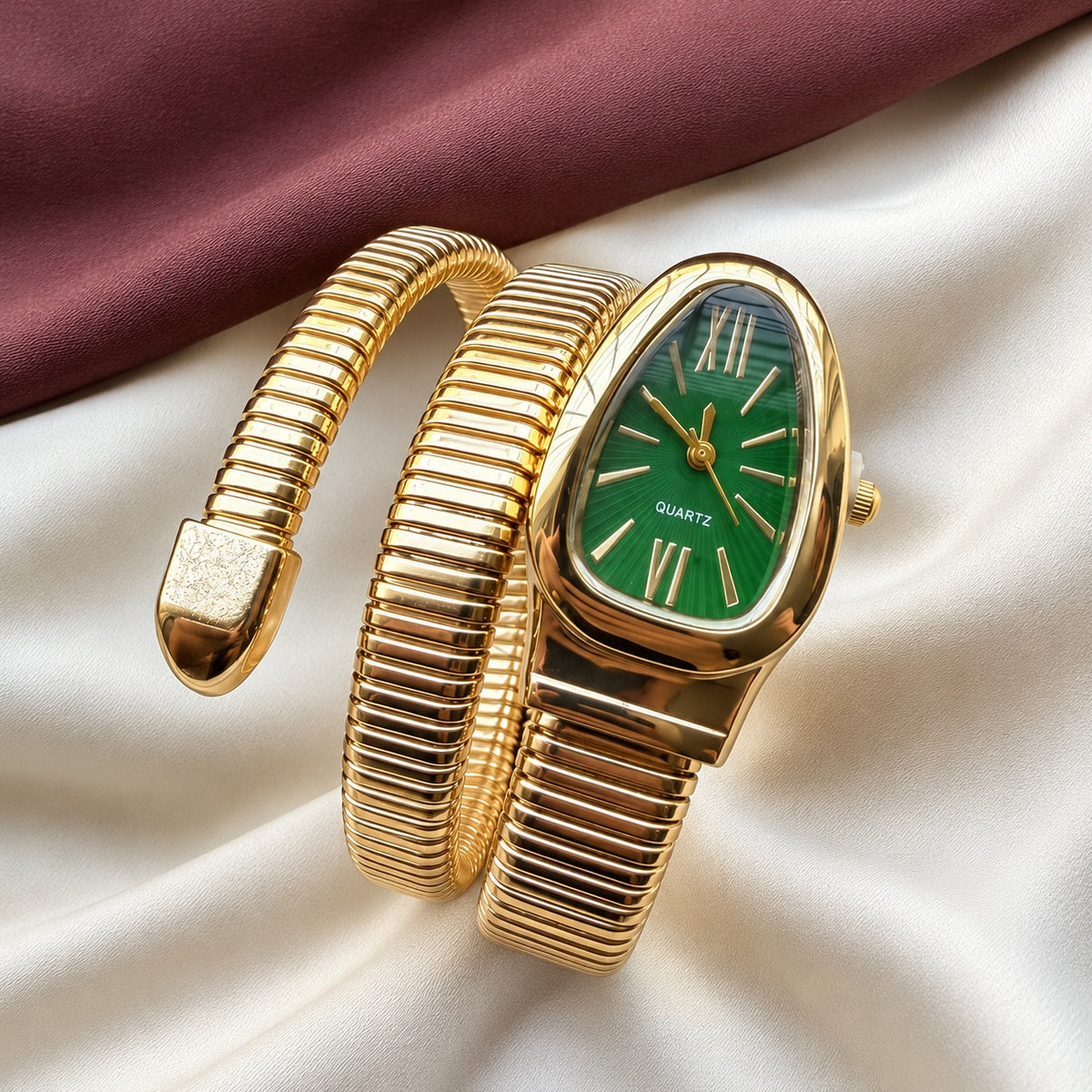 TFC Size 2.8 Green Glow Gold Plated Snake Watch