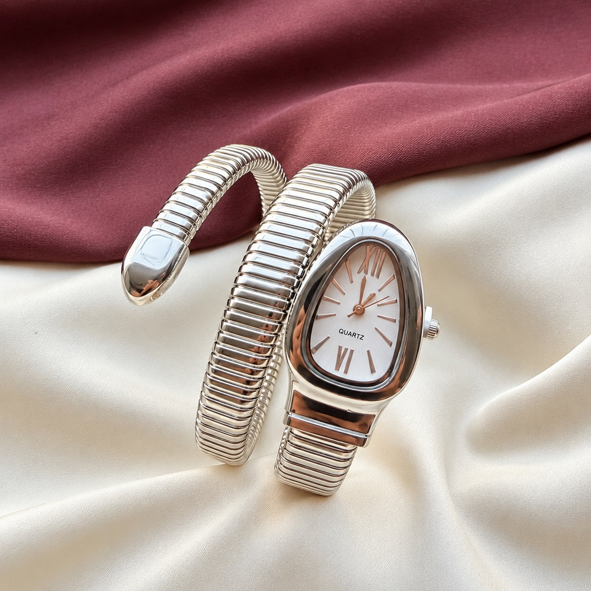 TFC Size 2.8 White Dial Gold Plated Snake Watch