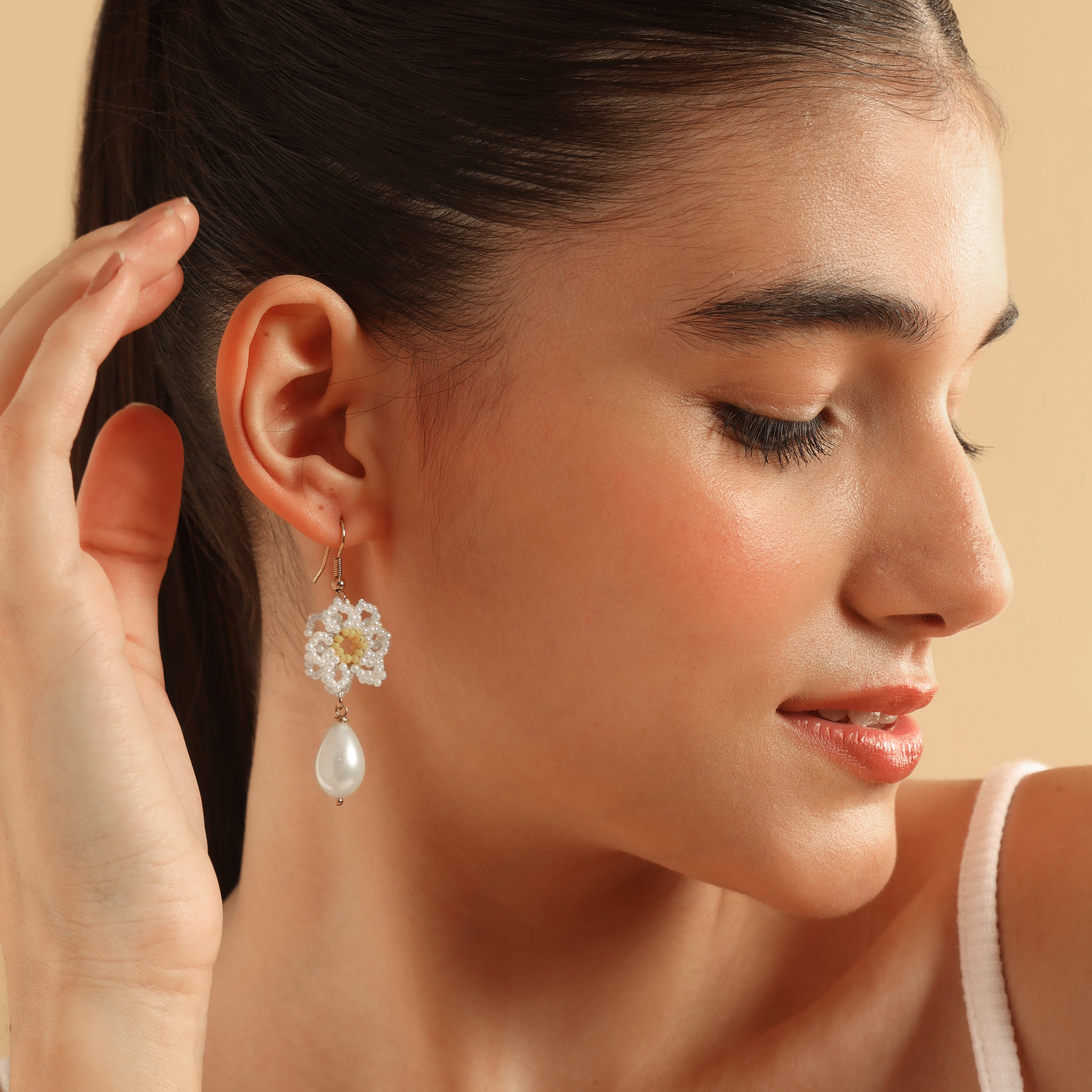 TFC Y2K Sunflower Beaded Dangler Earrings-Discover daily wear gold earrings including stud earrings, hoop earrings, and pearl earrings, perfect as earrings for women and earrings for girls.Find the cheapest fashion jewellery which is anti-tarnish only at The Fun company