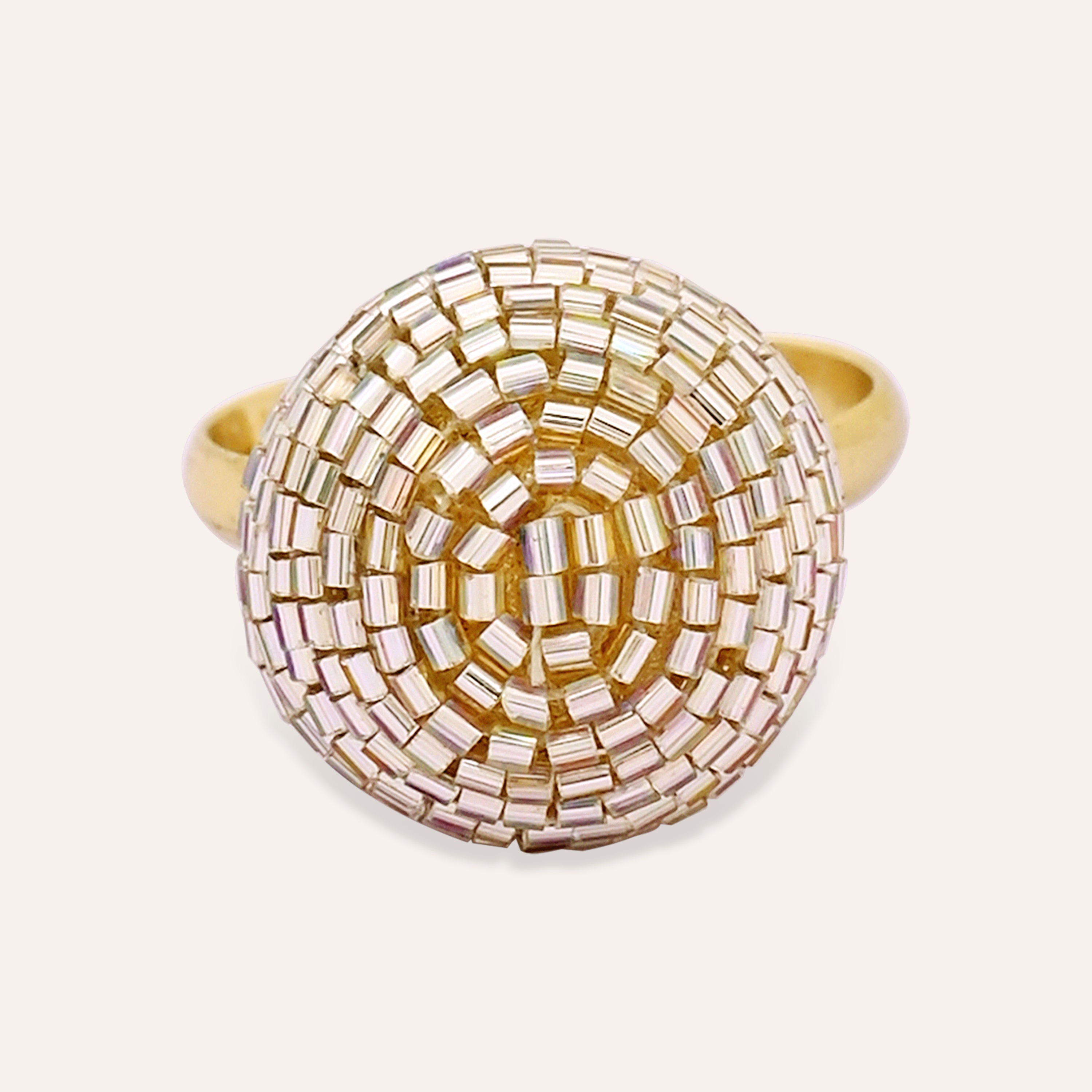 TFC Festive stunner gold statement ring- Elevate your style with our exquisite collection of gold-plated adjustable rings for women, including timeless signet rings. Explore cheapest fashion jewellery designs with anti-tarnish properties, all at The Fun Company with a touch of elegance