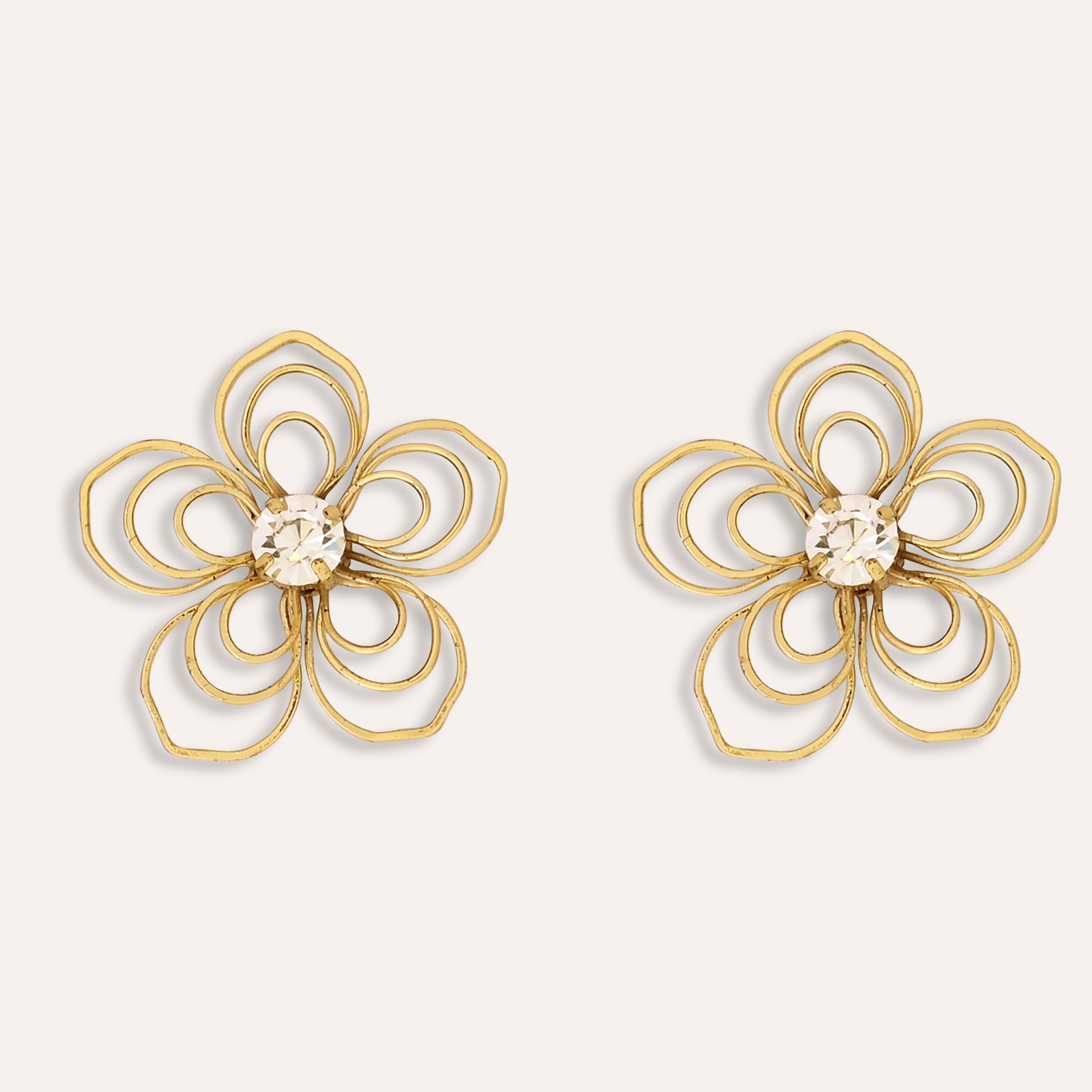TFC Flower Power Gold Plated Stud Earrings- Discover daily wear gold earrings including stud earrings, hoop earrings, and pearl earrings, perfect as earrings for women and earrings for girls.Find the cheapest fashion jewellery which is anti-tarnis​h only at The Fun company.