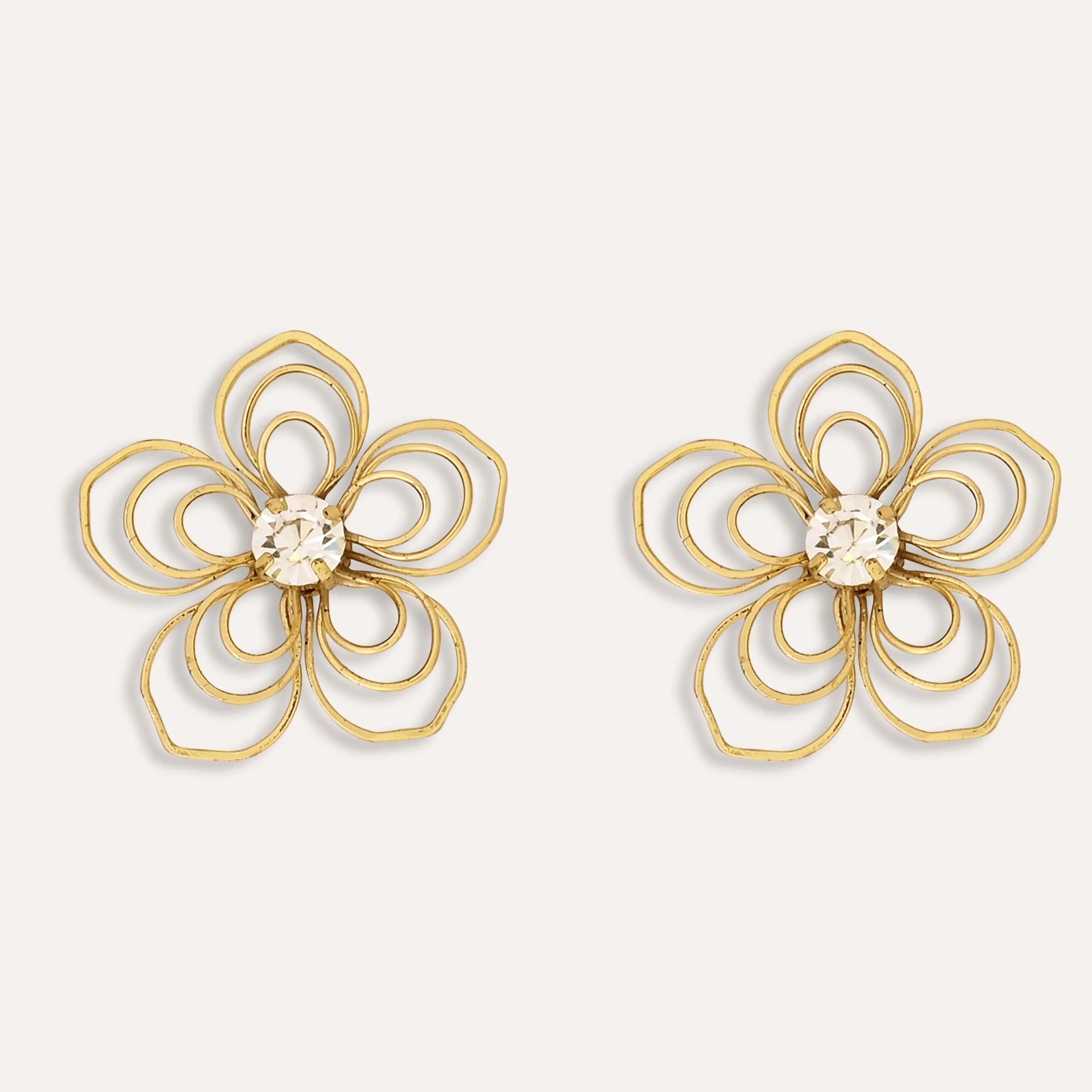 TFC Flower Power Gold Plated Stud Earrings- Discover daily wear gold earrings including stud earrings, hoop earrings, and pearl earrings, perfect as earrings for women and earrings for girls.Find the cheapest fashion jewellery which is anti-tarnis​h only at The Fun company.