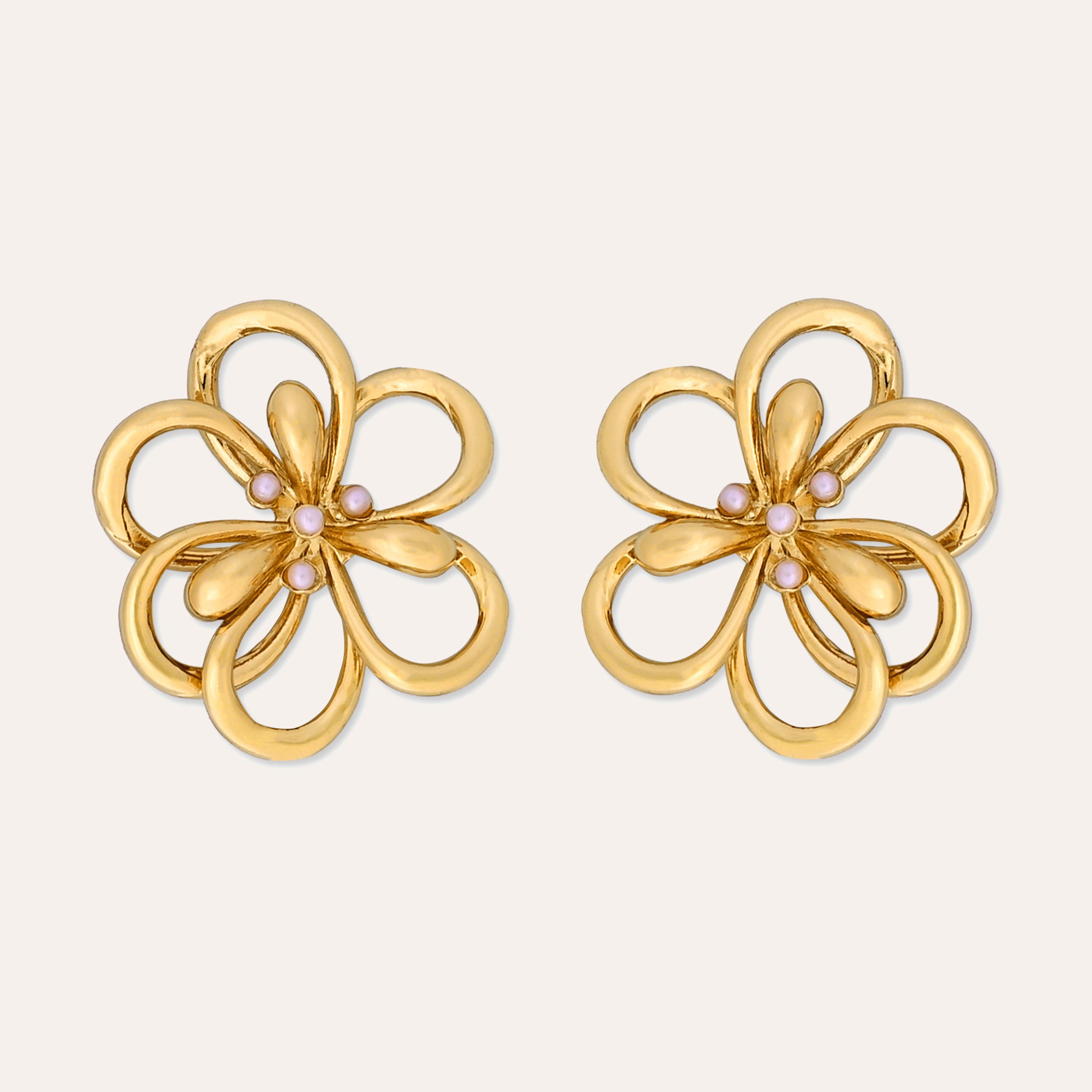 TFC Flower Power Gold Plated Earrings-Discover daily wear gold earrings including stud earrings, hoop earrings, and pearl earrings, perfect as earrings for women and earrings for girls.Find the cheapest fashion jewellery which is anti-tarnis​h only at The Fun company