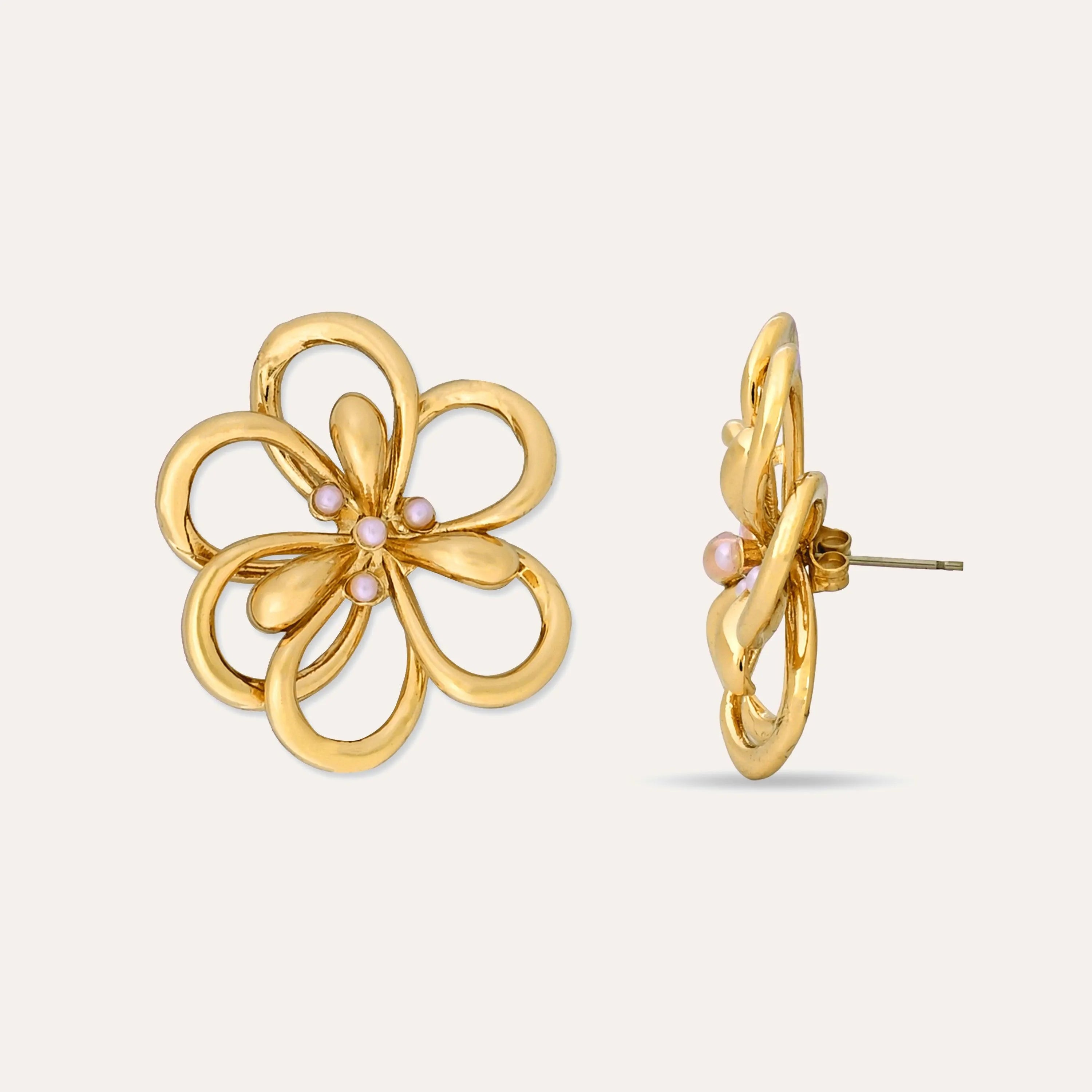 TFC Flower Power Gold Plated Earrings-Discover daily wear gold earrings including stud earrings, hoop earrings, and pearl earrings, perfect as earrings for women and earrings for girls.Find the cheapest fashion jewellery which is anti-tarnis​h only at The Fun company