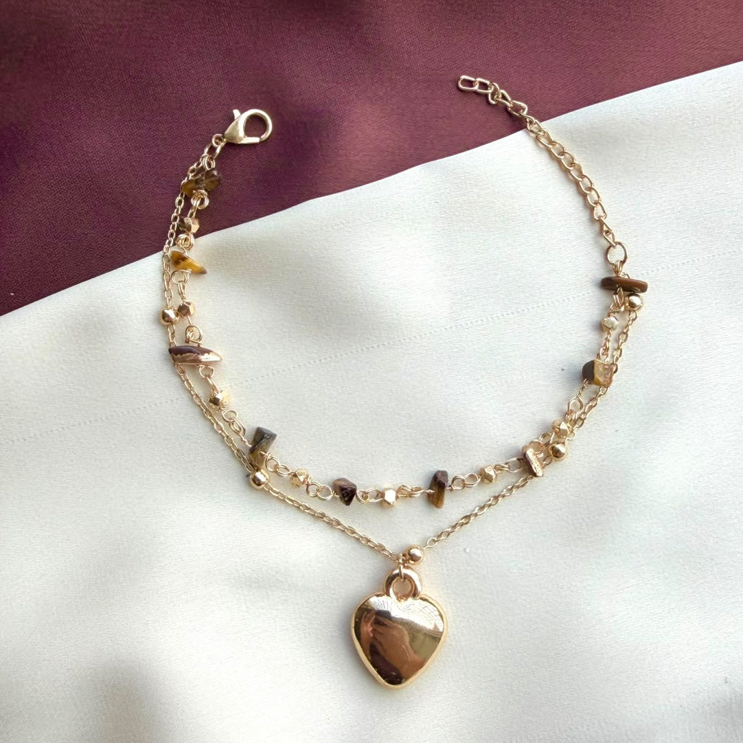 TFC Brown Shell Gold Plated Chain Bracelet