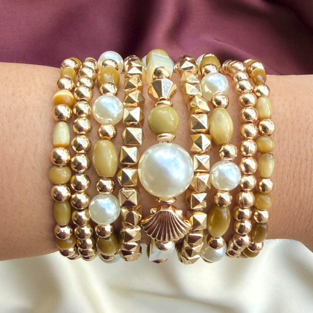 TFC Stretchable Willow Gold Plated Bracelet (set of 9)