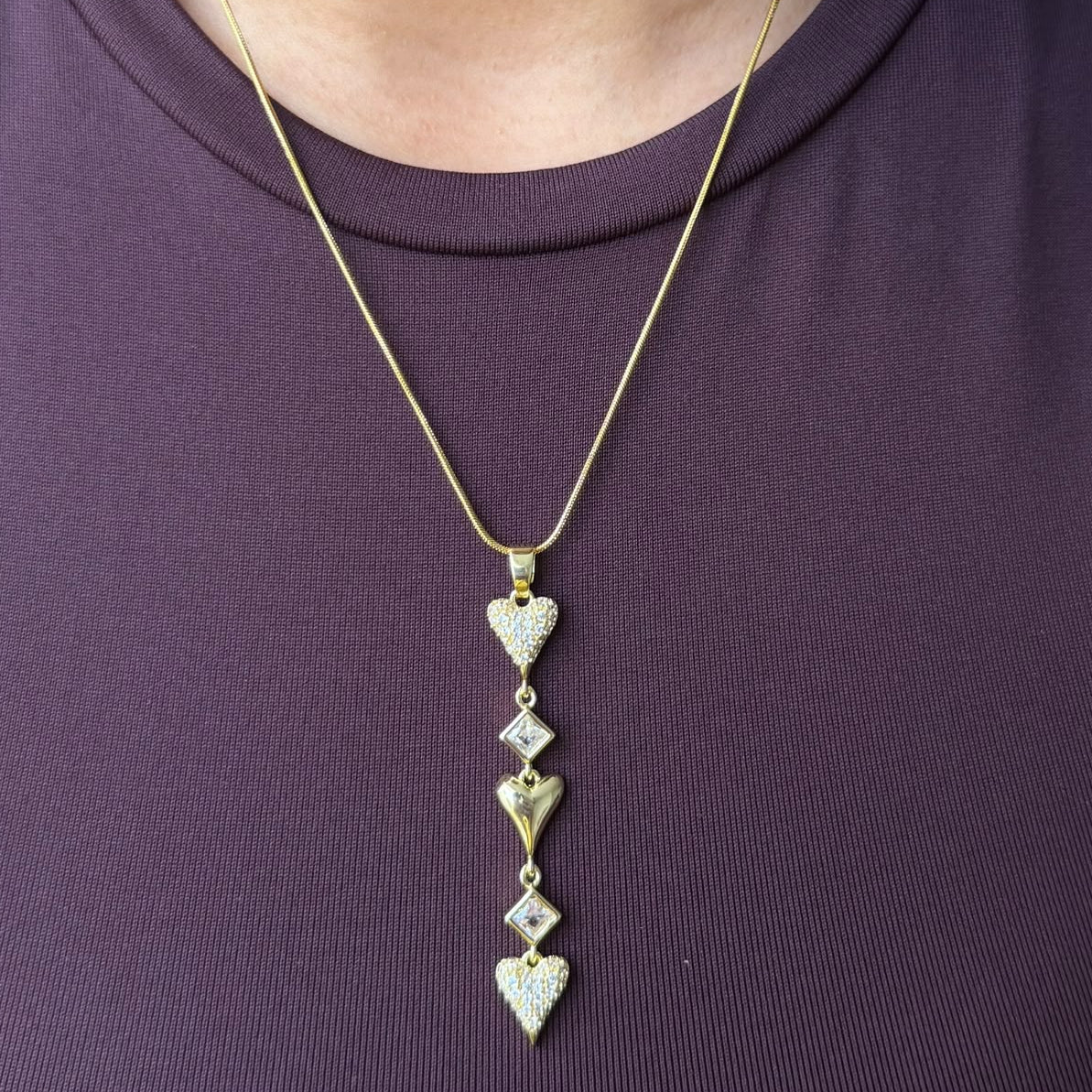 TFC Long Heart Gold Plated Pendant Necklace