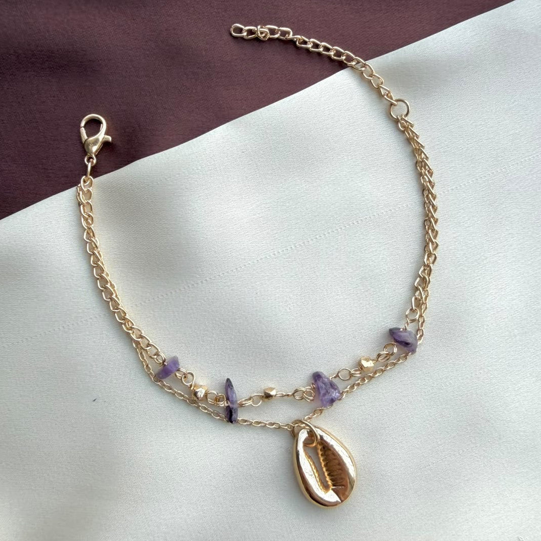 TFC Amethyst Shell Gold Plated Chain Bracelet