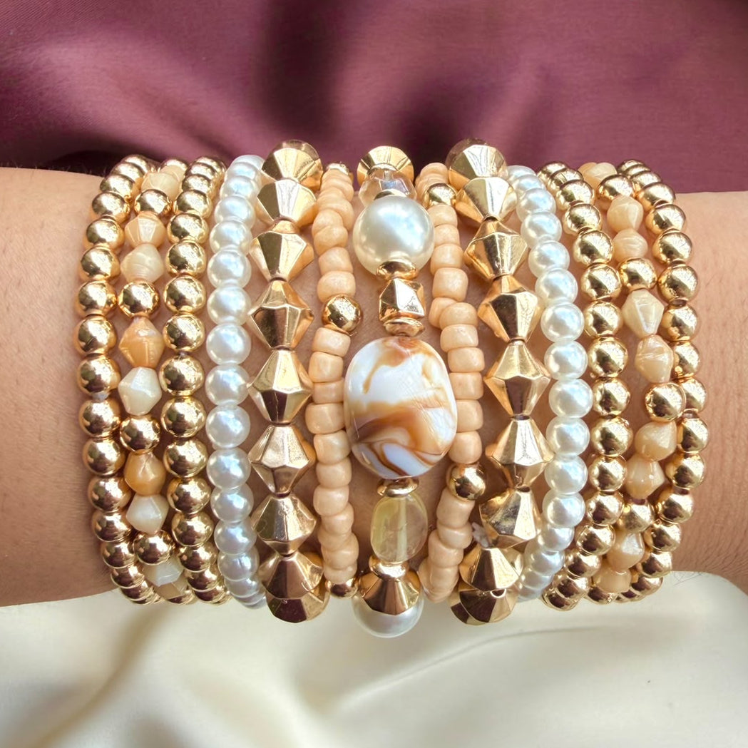 TFC Stretchable Expresso Gold Plated Bracelet (set of 13)