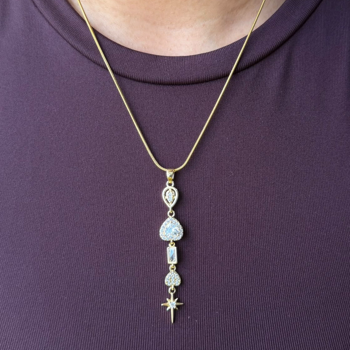 TFC Sleek Long Pendant Gold Plated Necklace