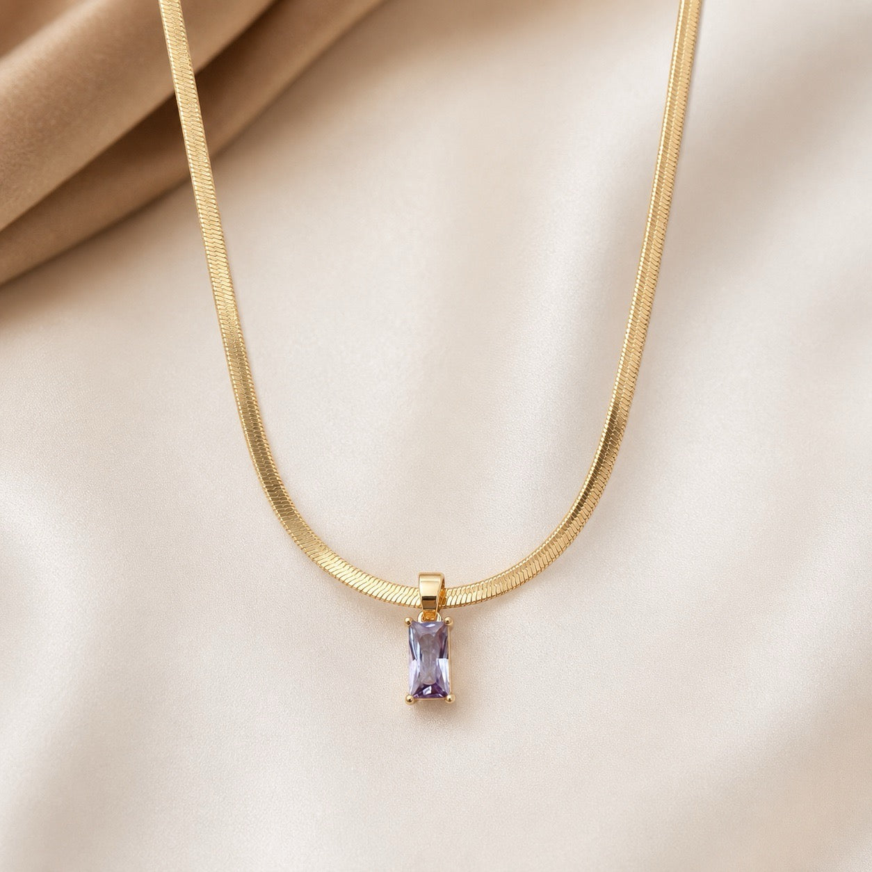 TFC Purple Recto Gold Plated Pendant Necklace