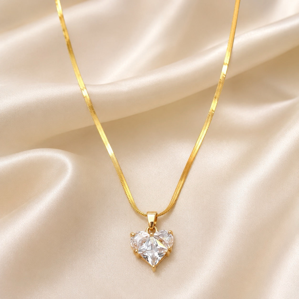 TFC Diamond Heart Gold Plated Pendant Necklace