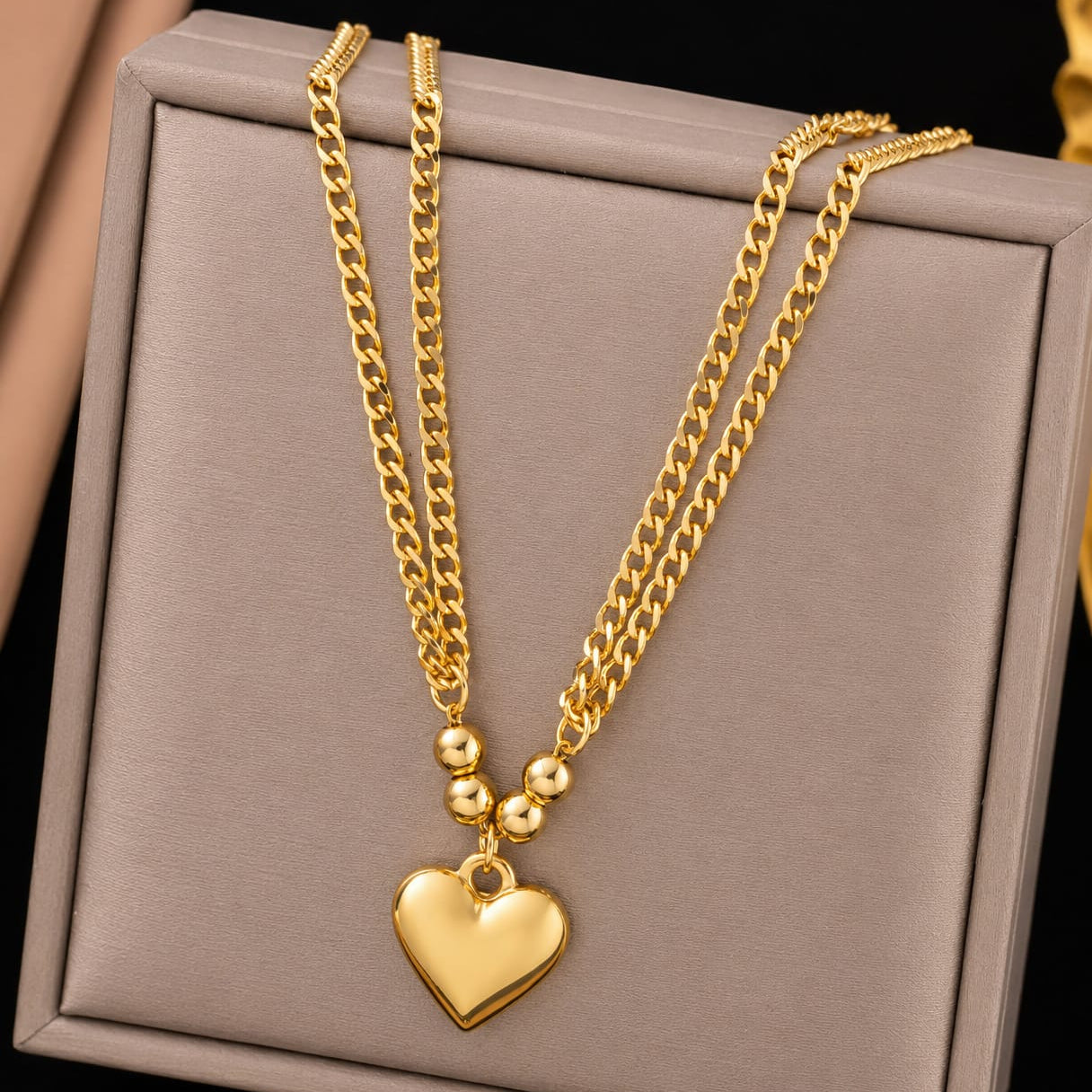 TFC Heart Shape Gold Plated Pendant Necklace