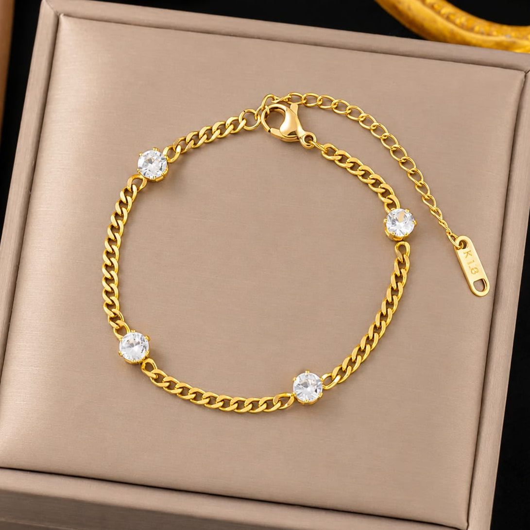 TFC Stone Group Gold Plated Chain Bracelet