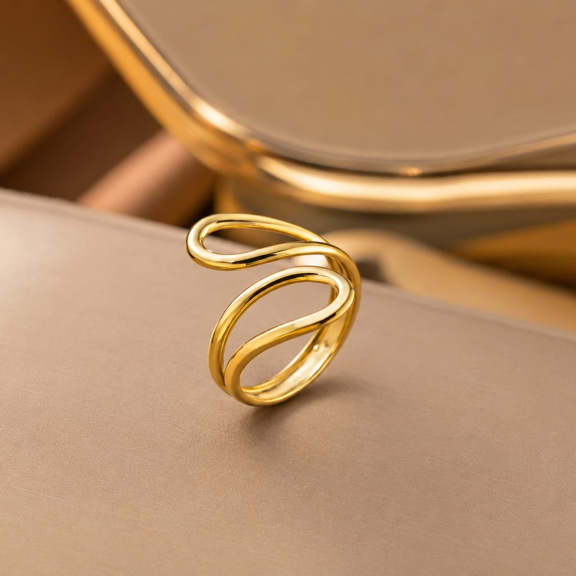 TFC Adjustable Modern Gold Plated Ring