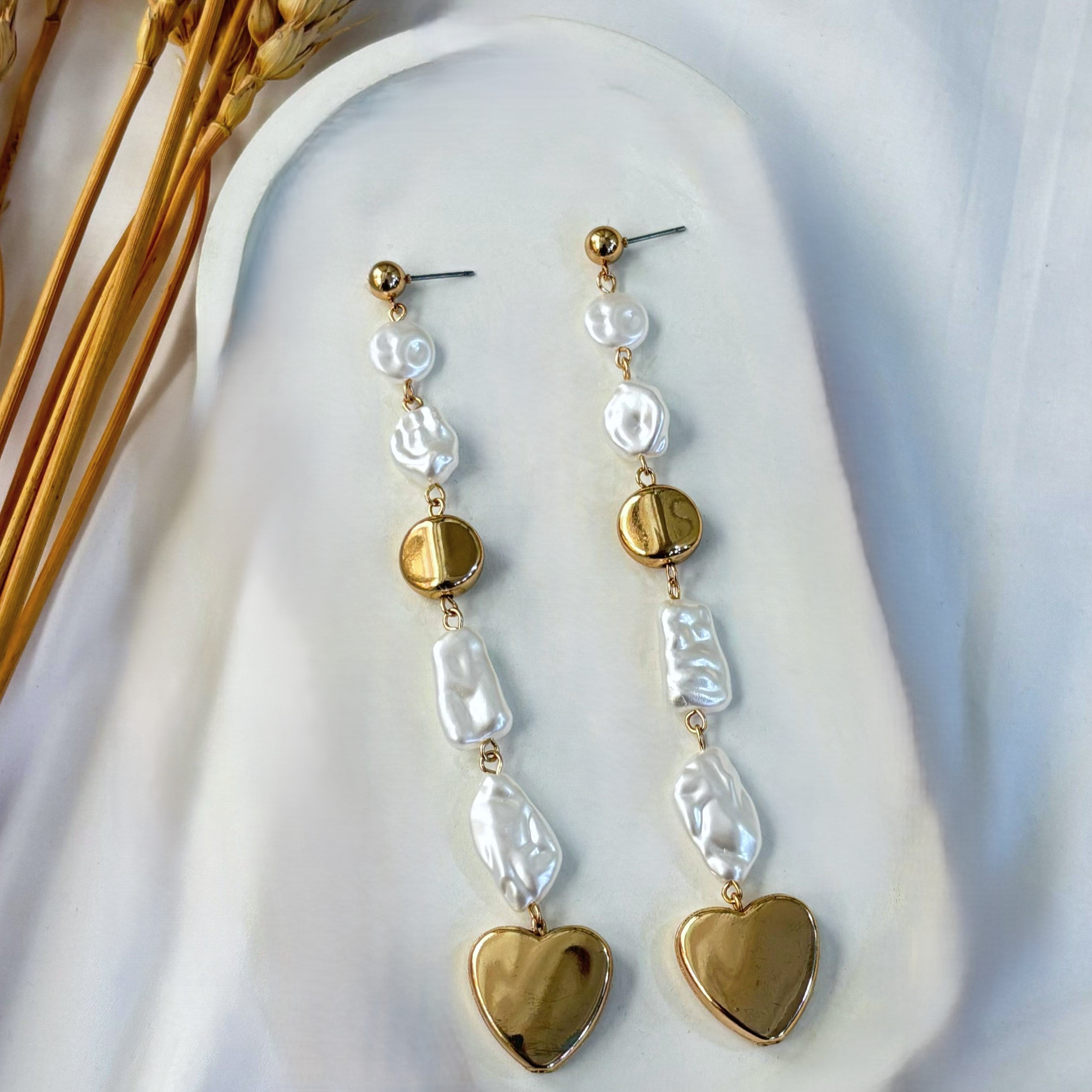 TFC Golden Whisper Pearl Dangler Earrings