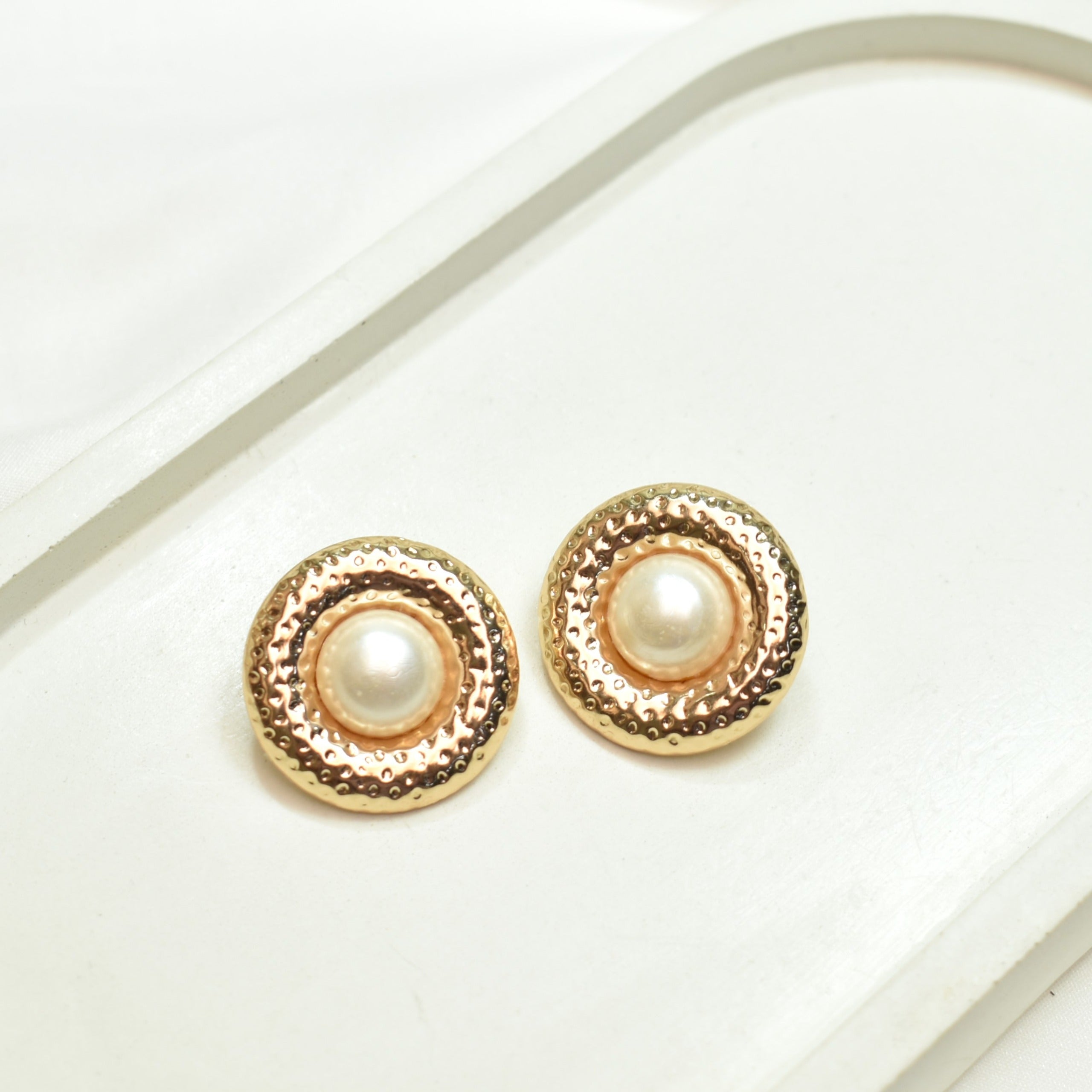 TFC Pearlish Gold Plated Stud Earrings