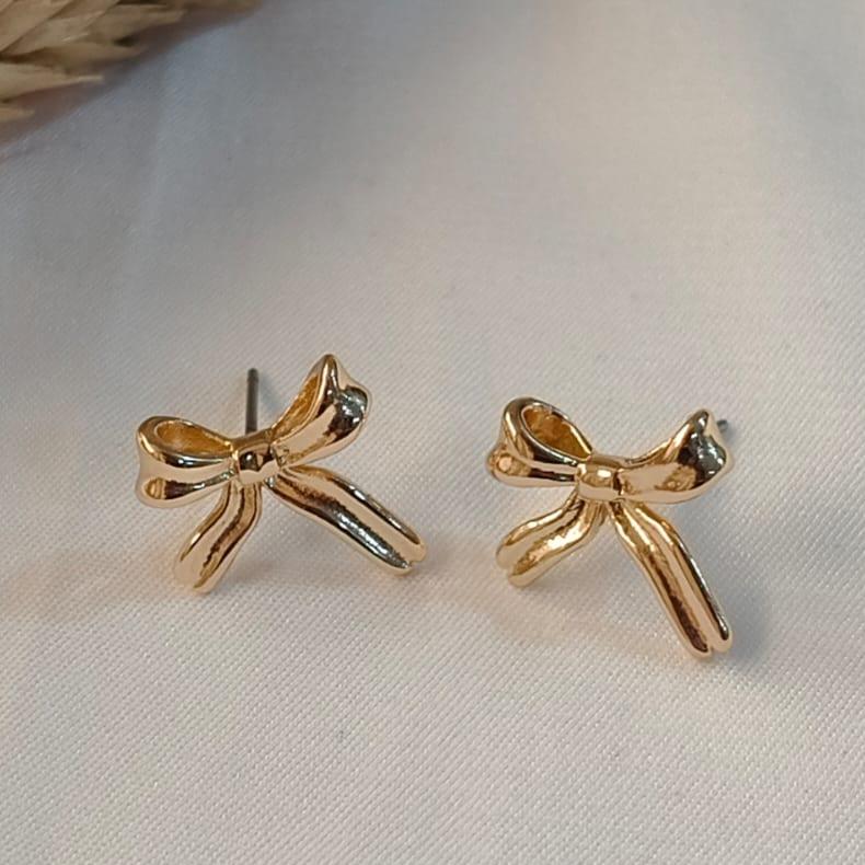 TFC Adorable Bow Tie Gold Plated Stud Earrings