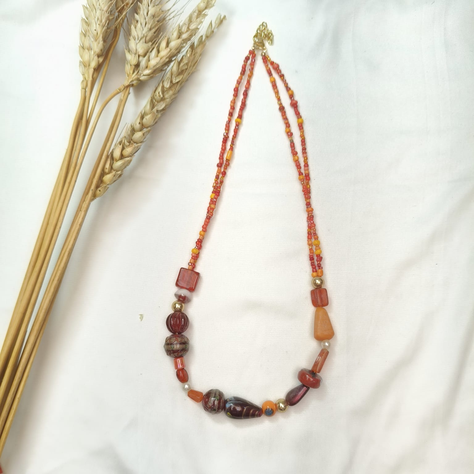 TFC Like Amber Gold Plated Layered Necklace