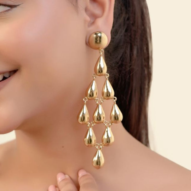 TFC Drop Fountain Gold Plated Dangler Earrings