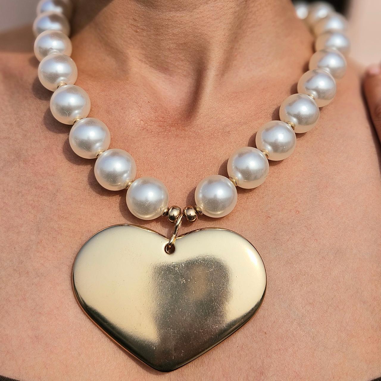 TFC Pearl Heart Beat Gold Plated Necklace