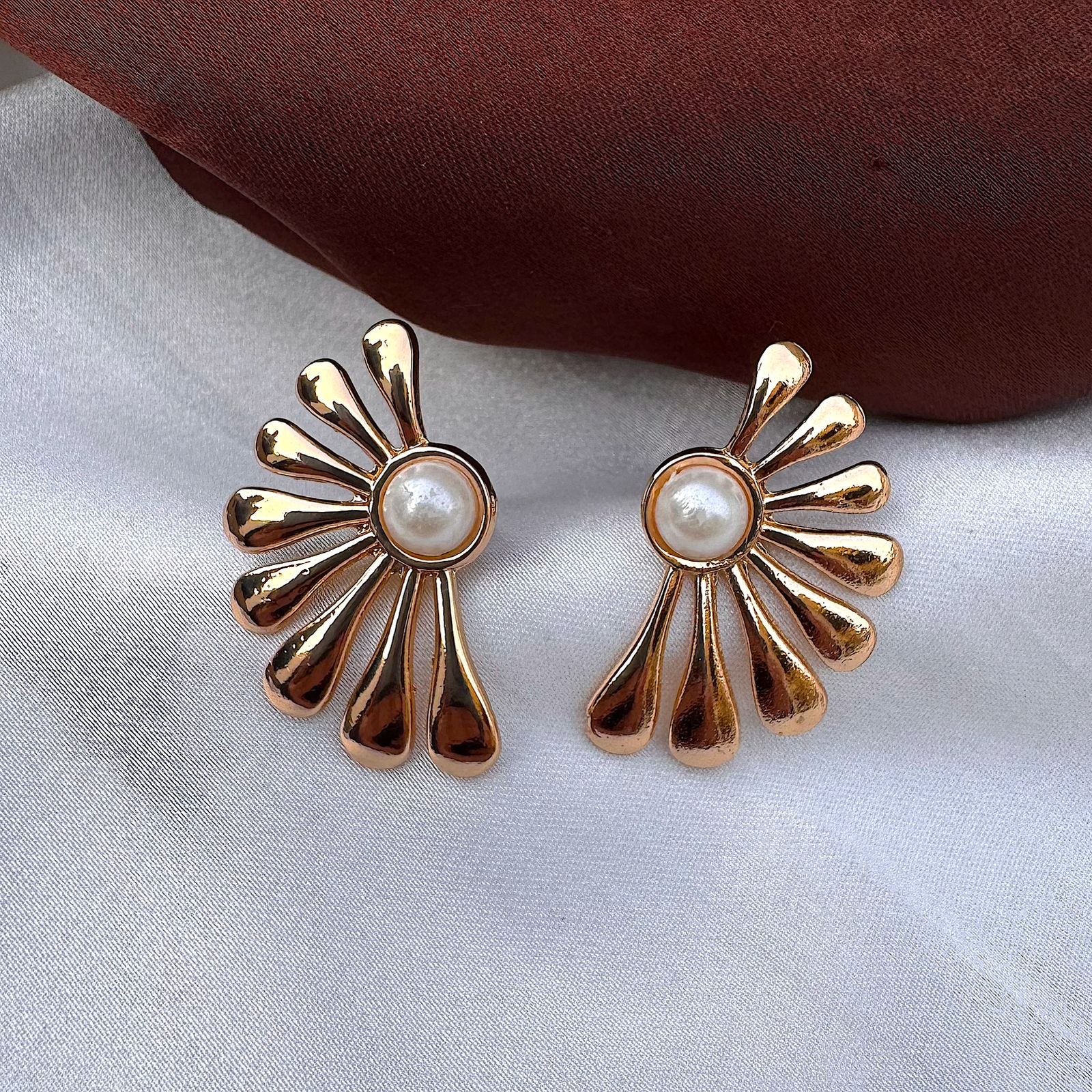 TFC Half Bloom Gold Plated Stud Earrings