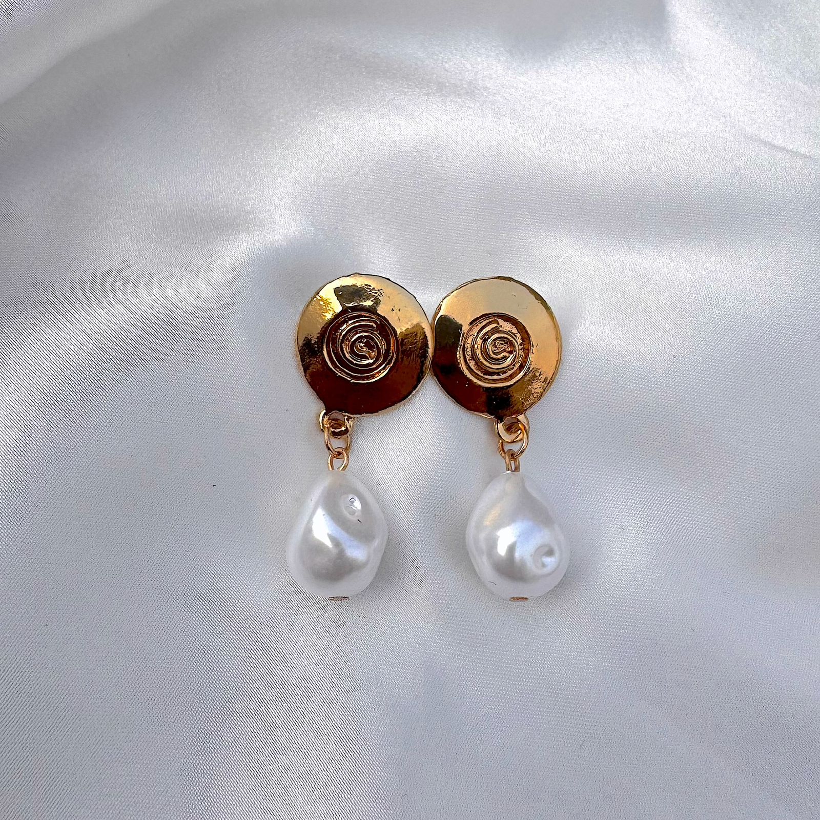 TFC Pearl Drop Gold Plated Dangler Earrings