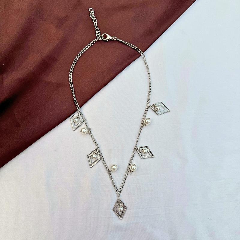 TFC Diamond Pearl Silver Plated Necklace