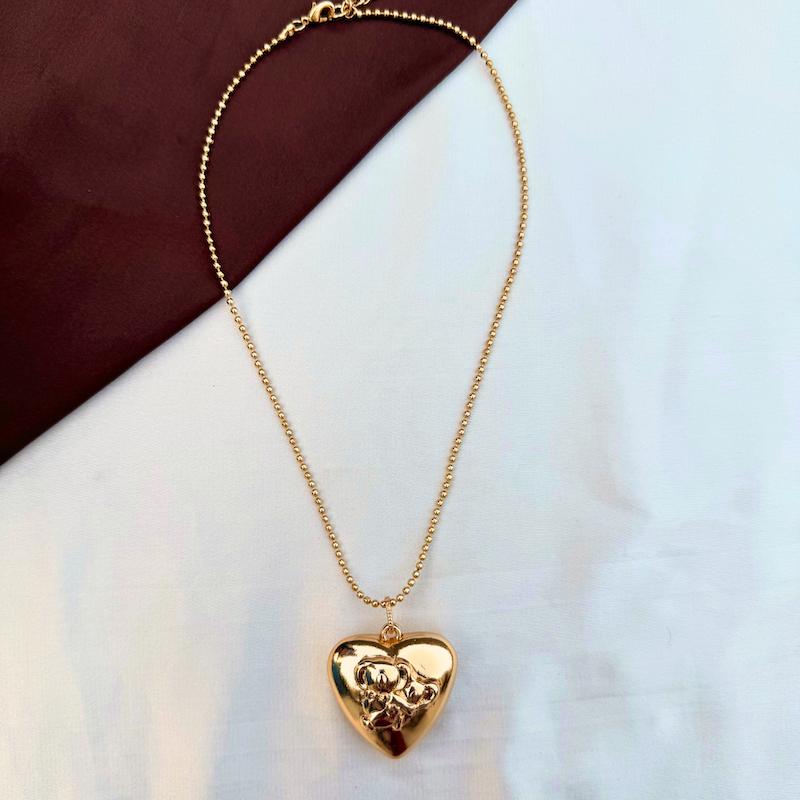 TFC Bold Heart Gold Plated Pendant Necklace