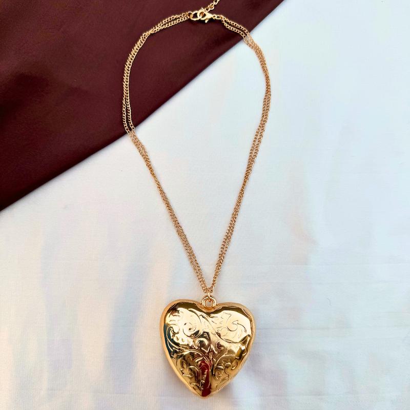 TFC Crafted Heart Gold Plated Layered Pendant Necklace